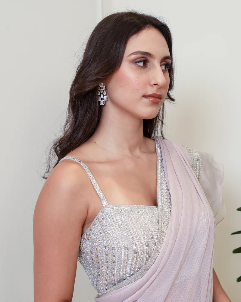 Lilac Ruffled Saree