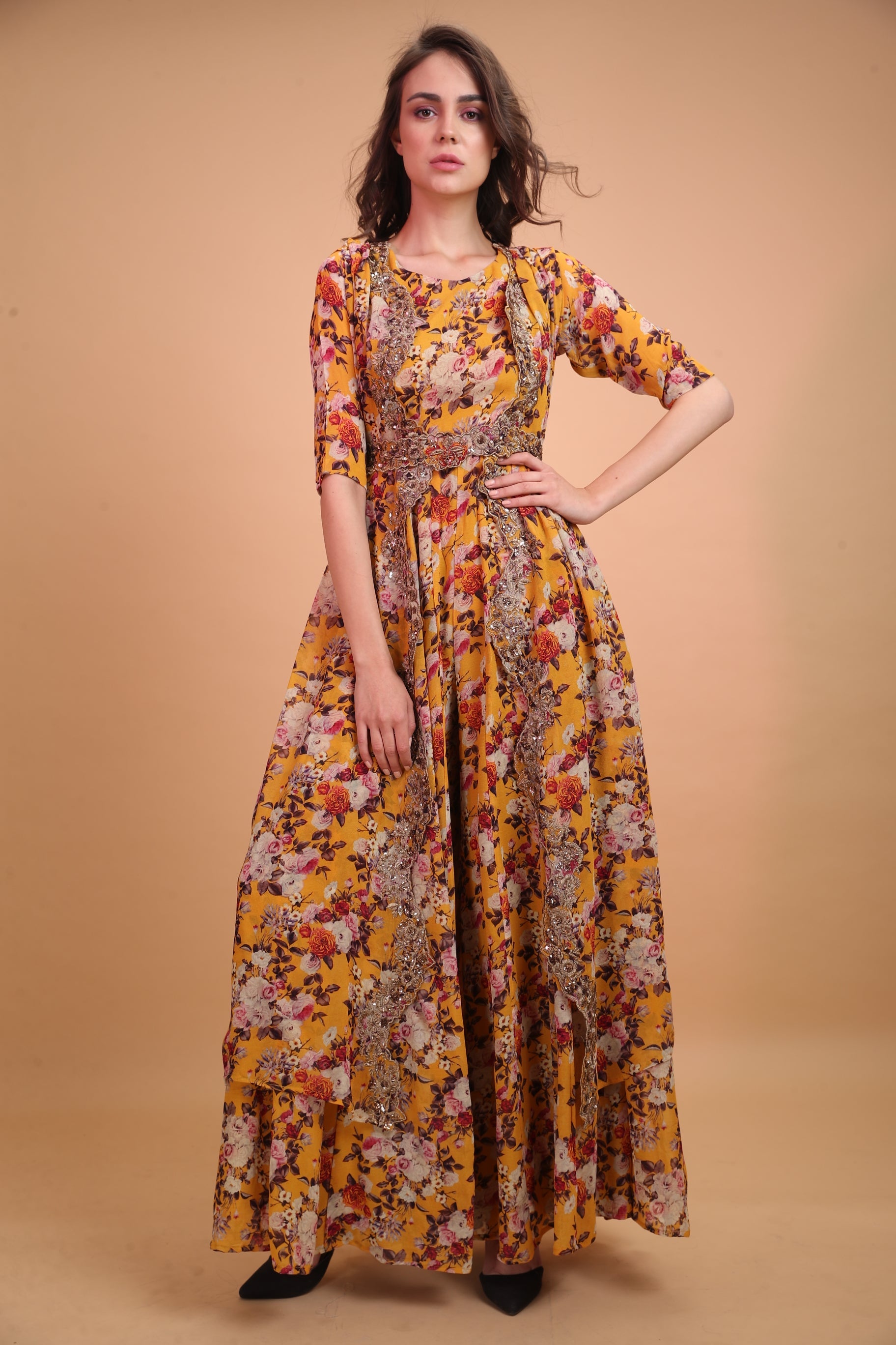 Mustard Floral Jumpsuit