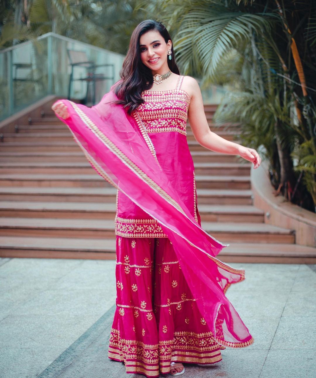 Ankita Sharma in Marigold Aarva Strappy Sharara Set