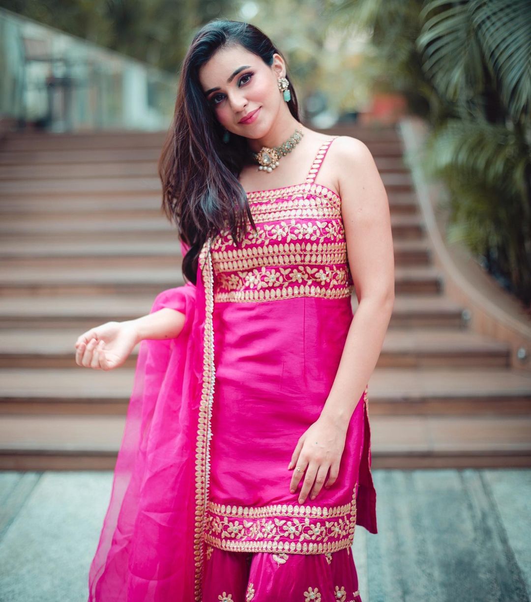 Ankita Sharma in Marigold Aarva Strappy Sharara Set