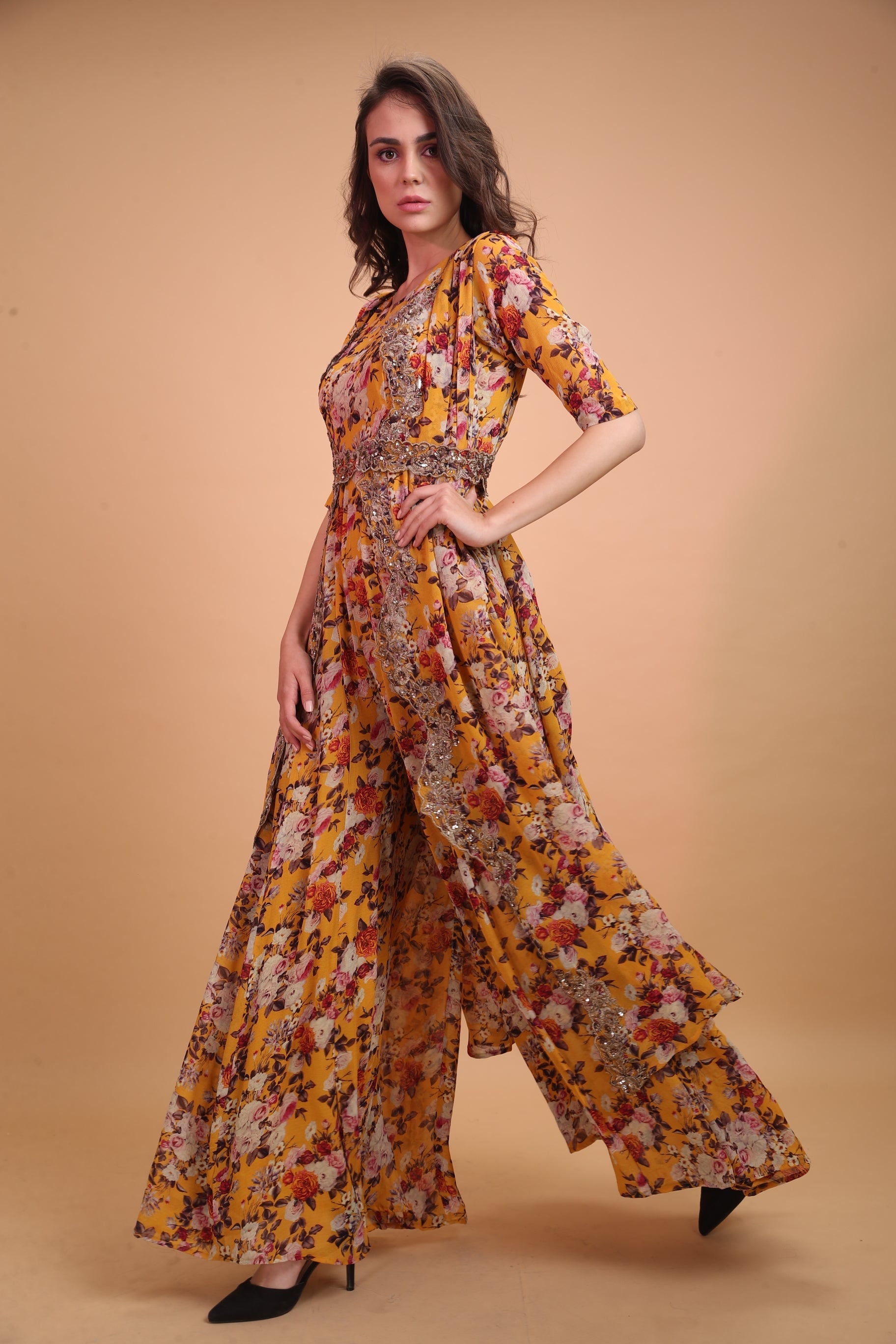 Mustard Floral Jumpsuit