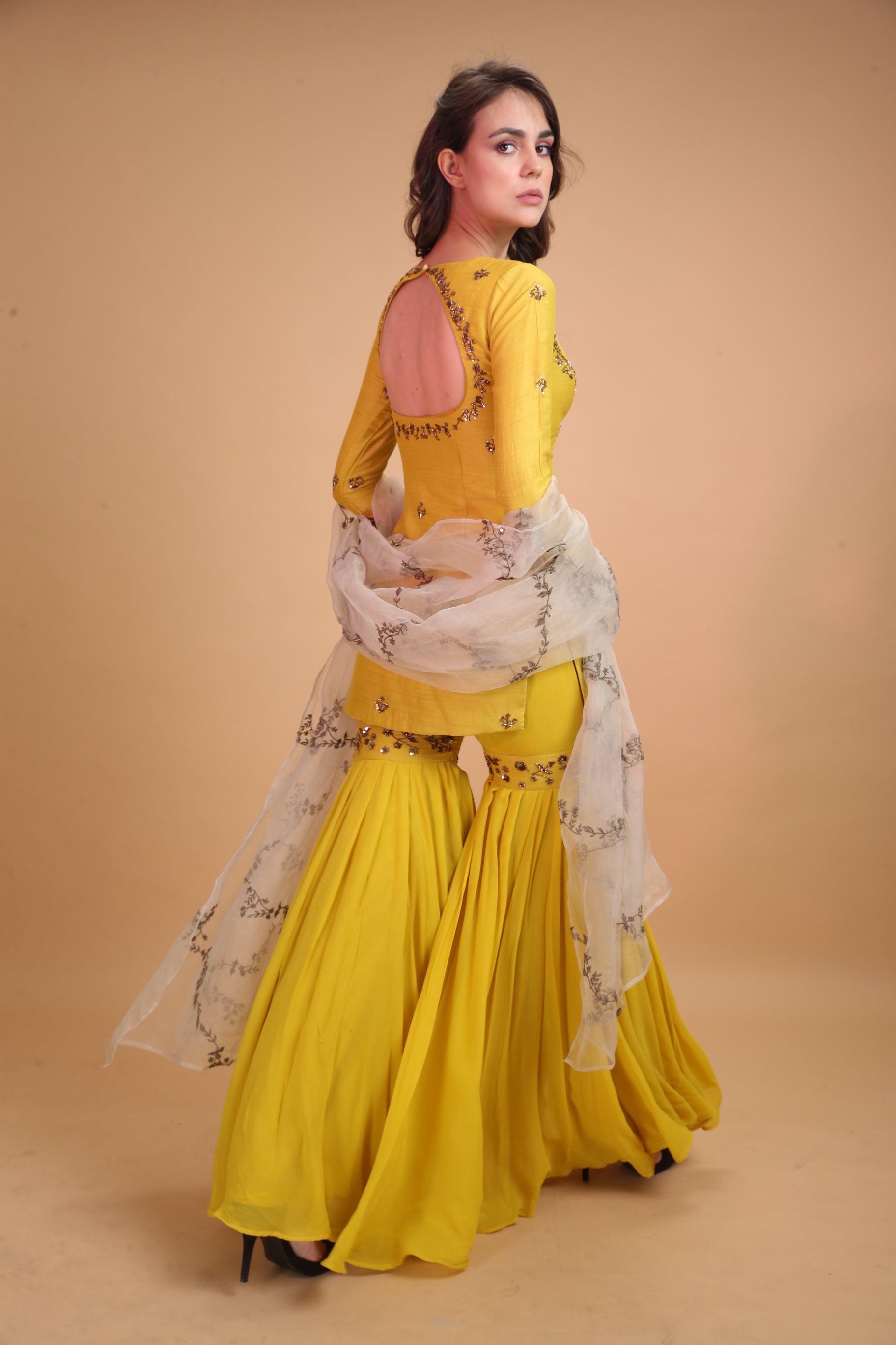 Yellow Mustard Kurta With Garara