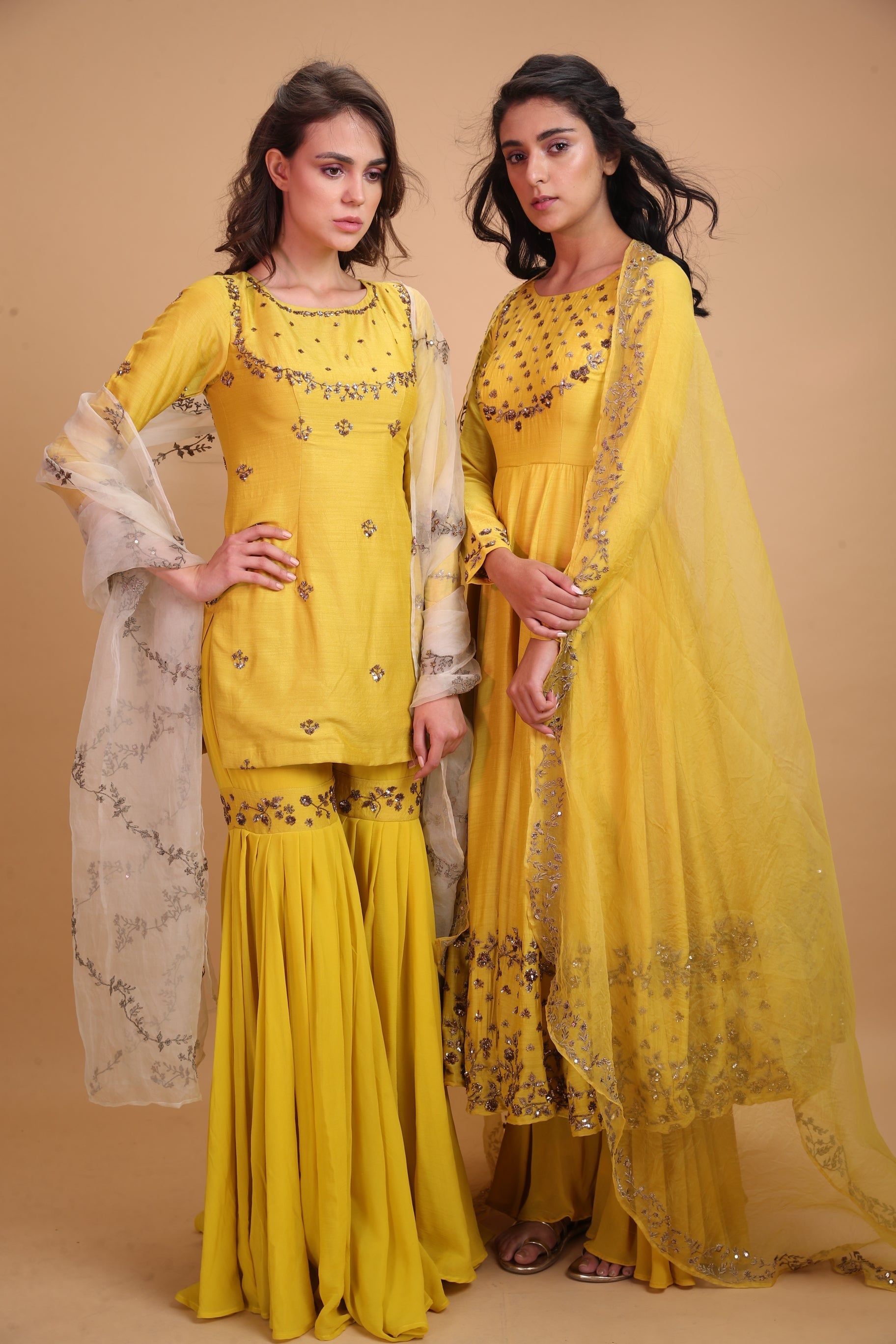 Yellow Mustard Kurta With Garara