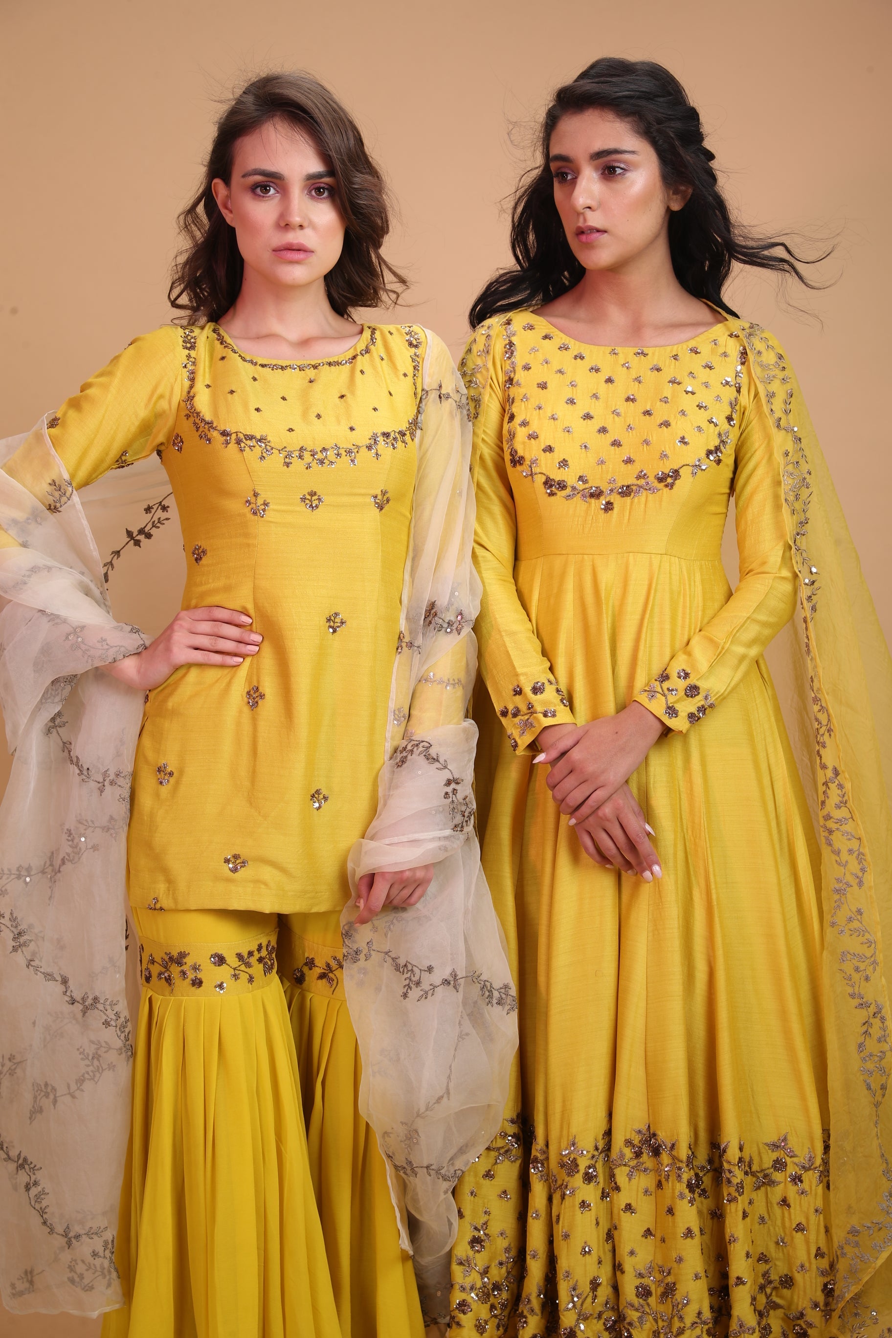 Yellow Mustard Kurta With Garara