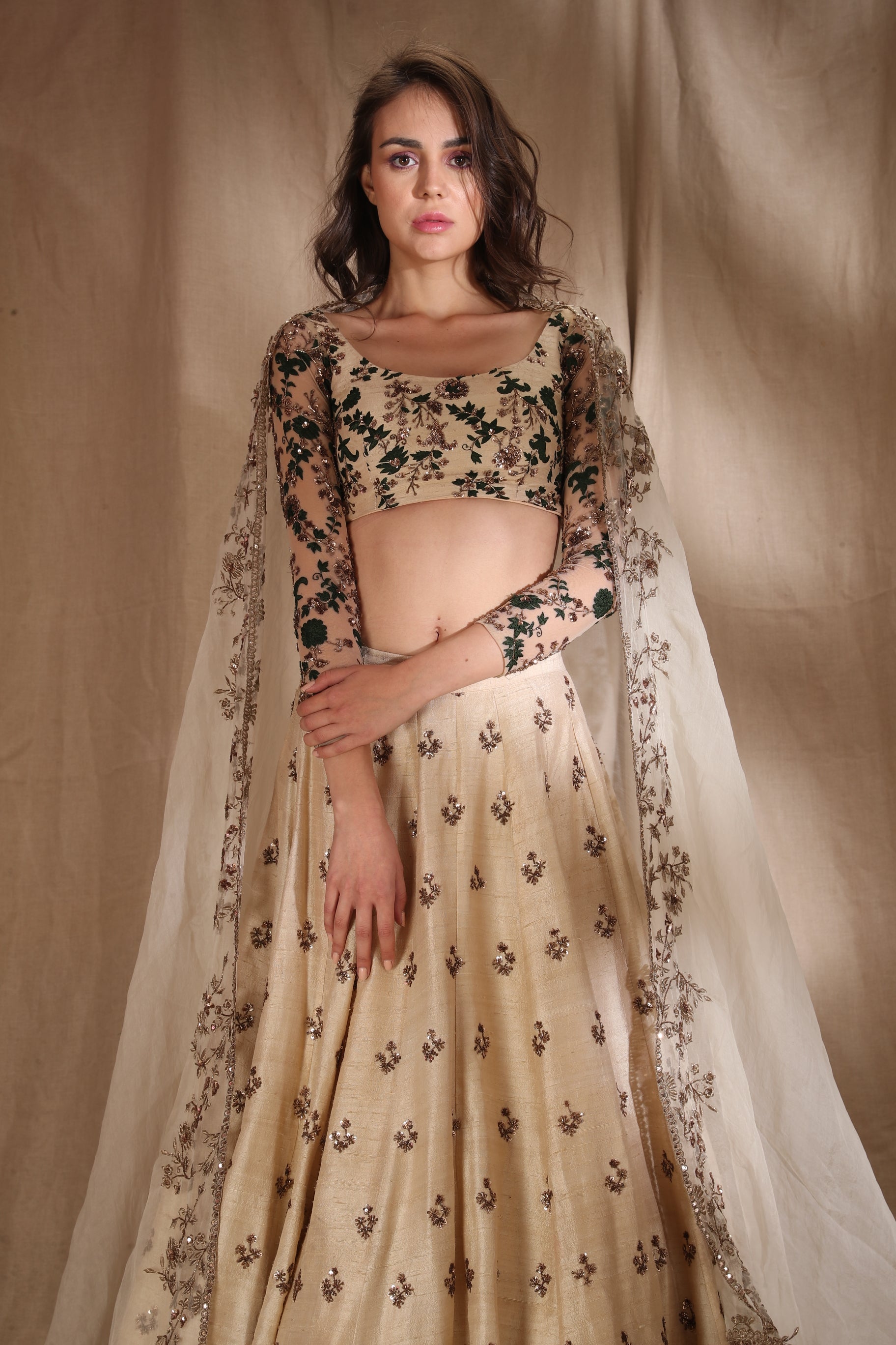 Beige Bootie Lehenga Set