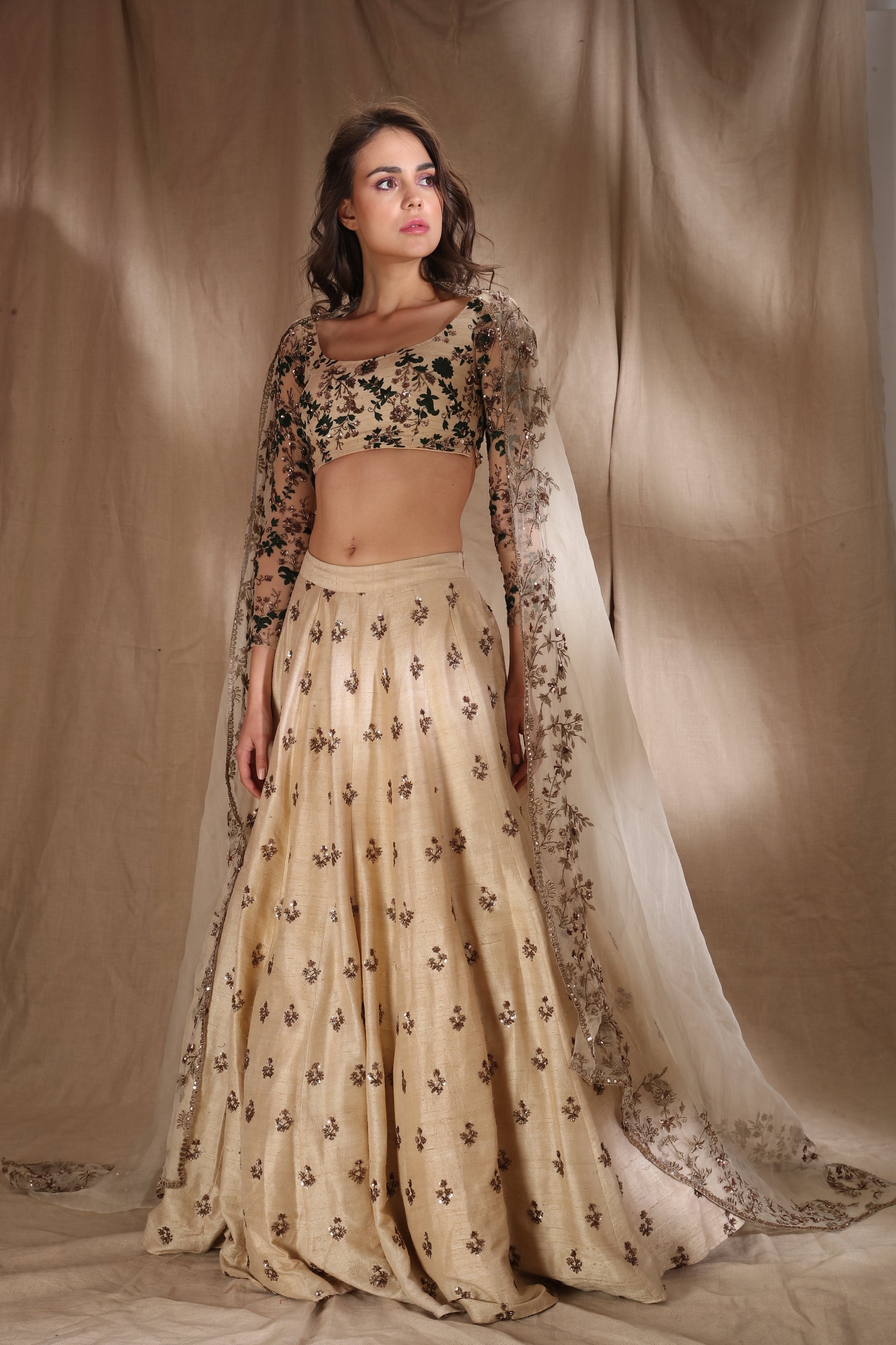 Beige Bootie Lehenga Set