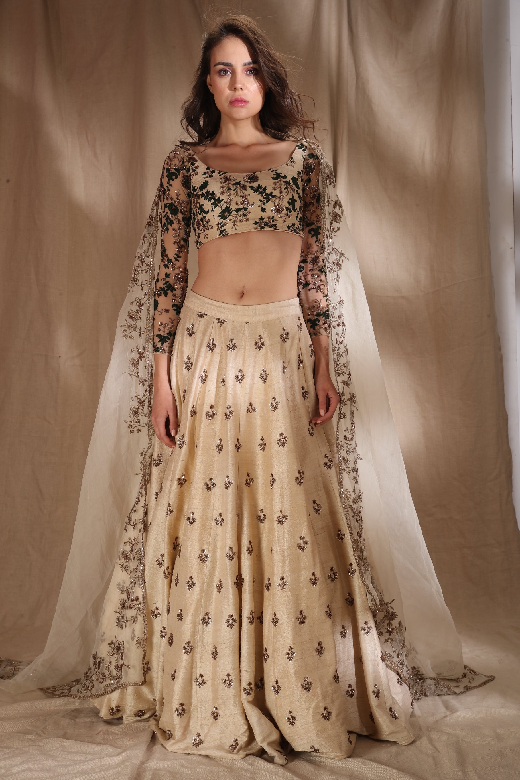 Beige Bootie Lehenga Set