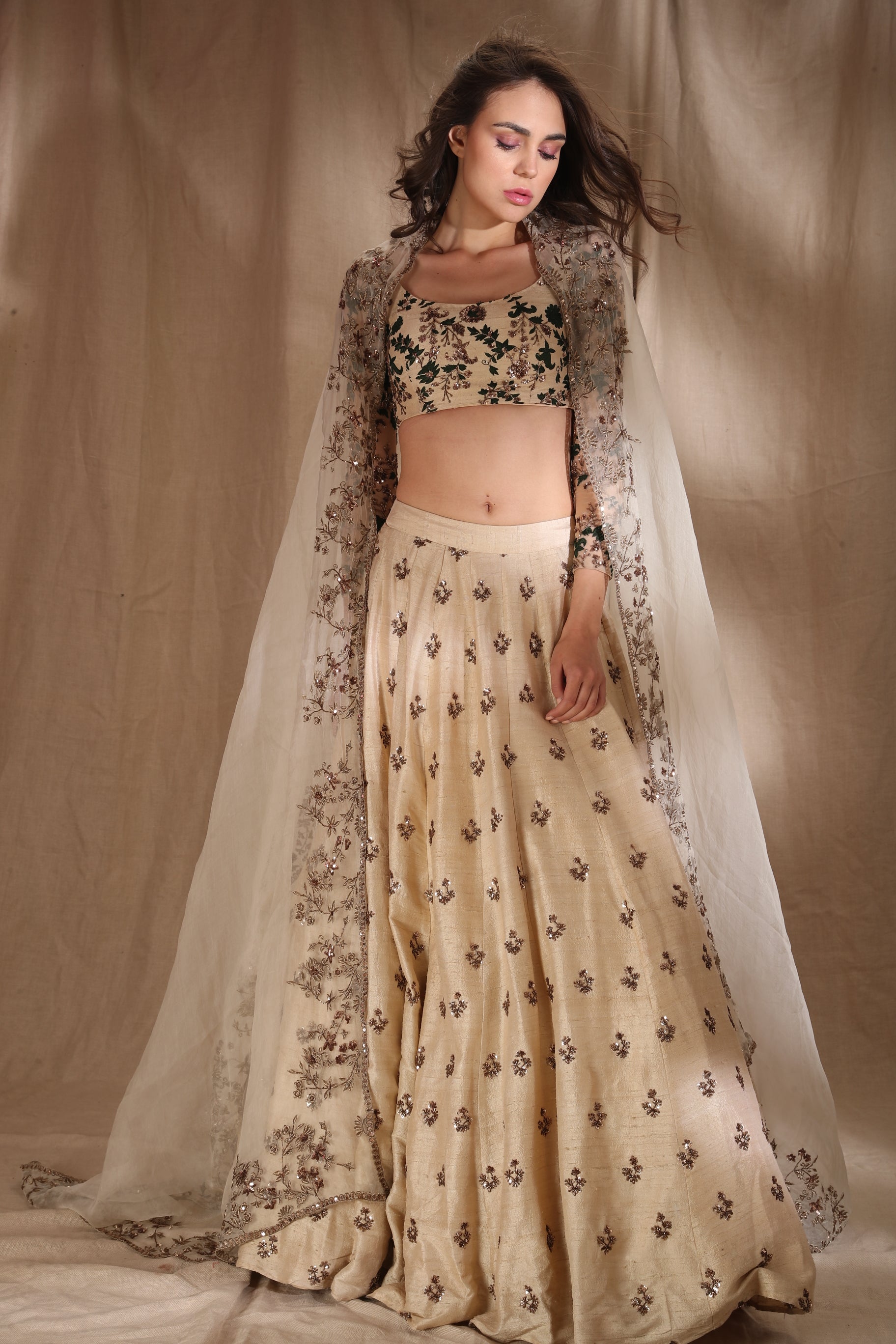 Beige Bootie Lehenga Set