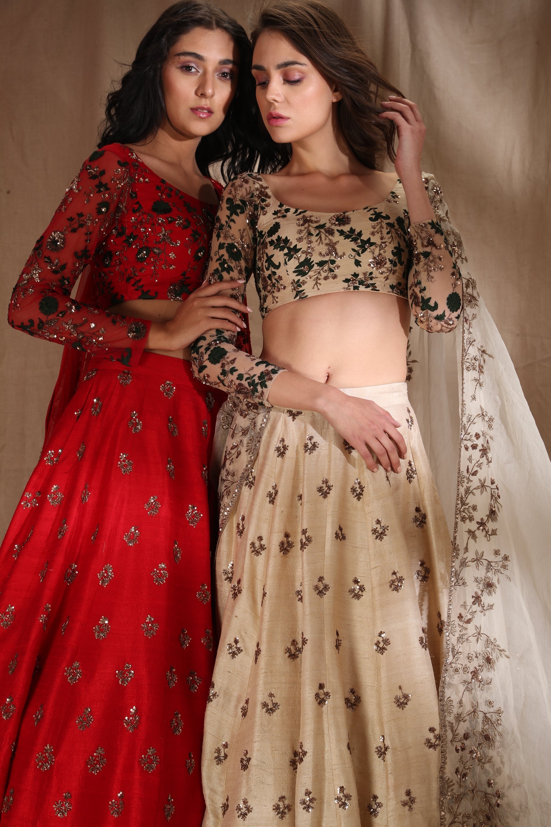 Beige Bootie Lehenga Set