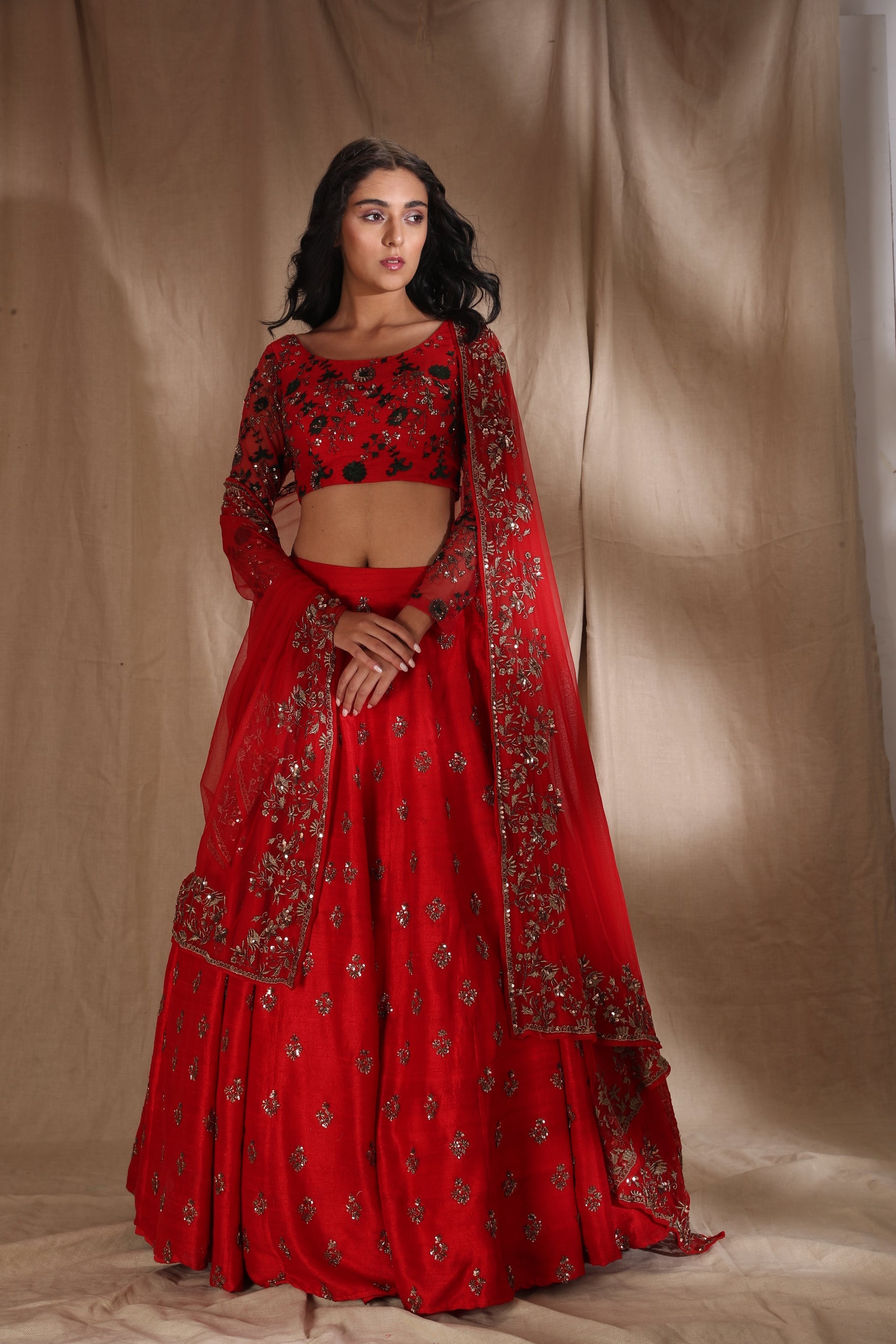 Red Bootie Lehenga Set