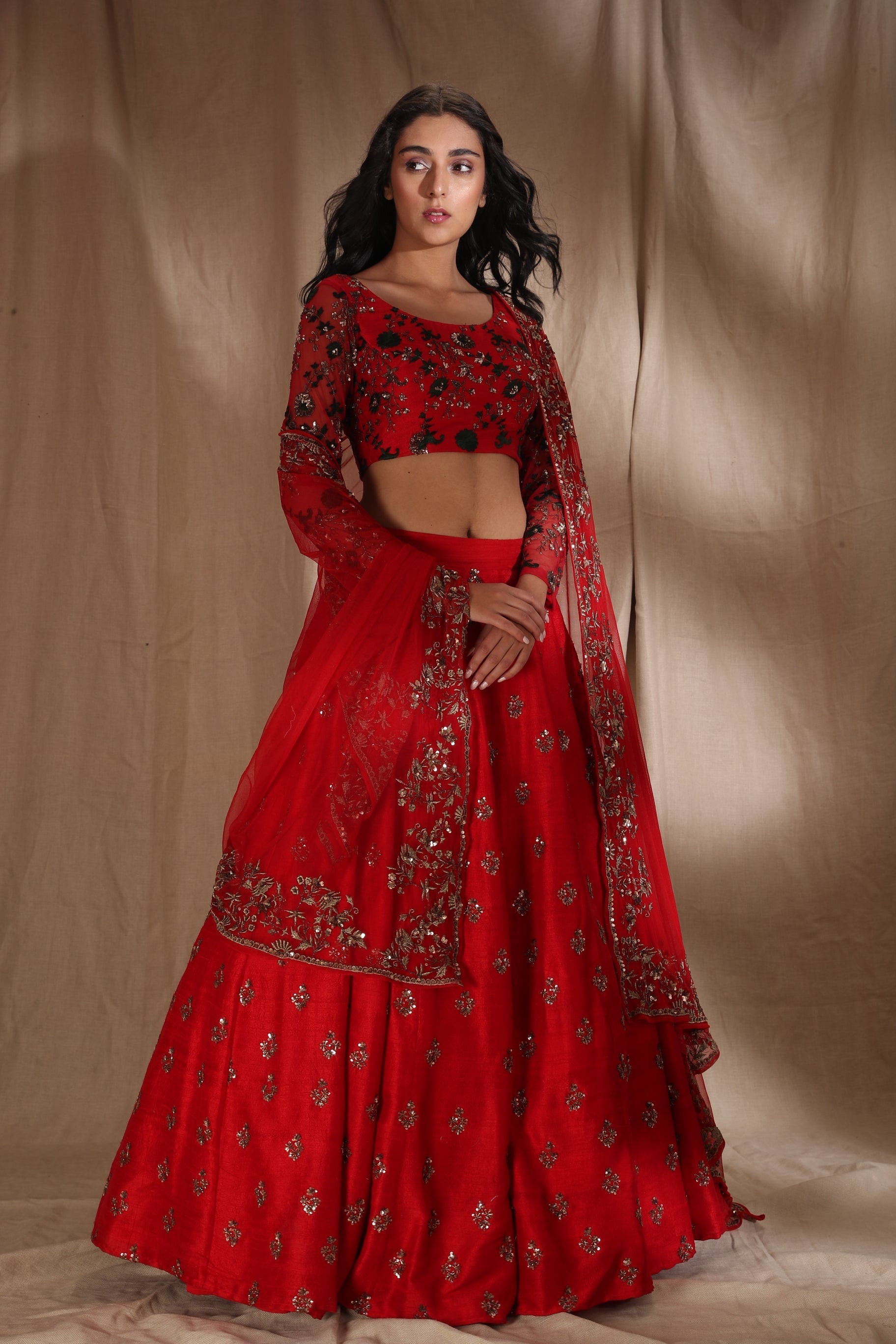 Red Bootie Lehenga Set