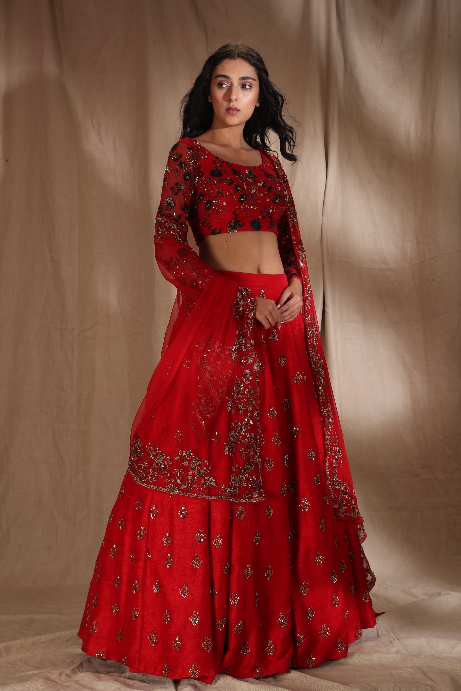 Red Bootie Lehenga Set