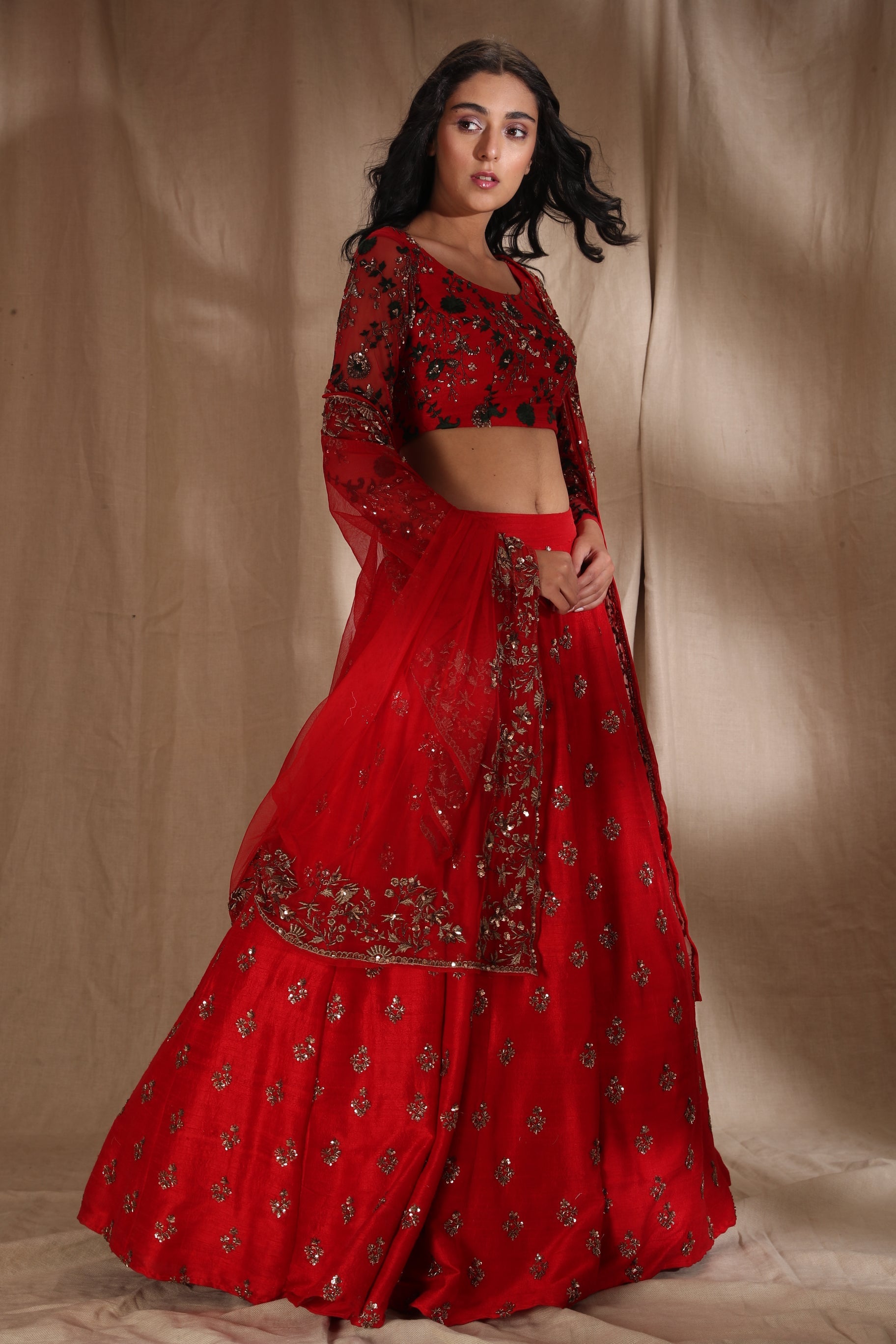 Red Bootie Lehenga Set