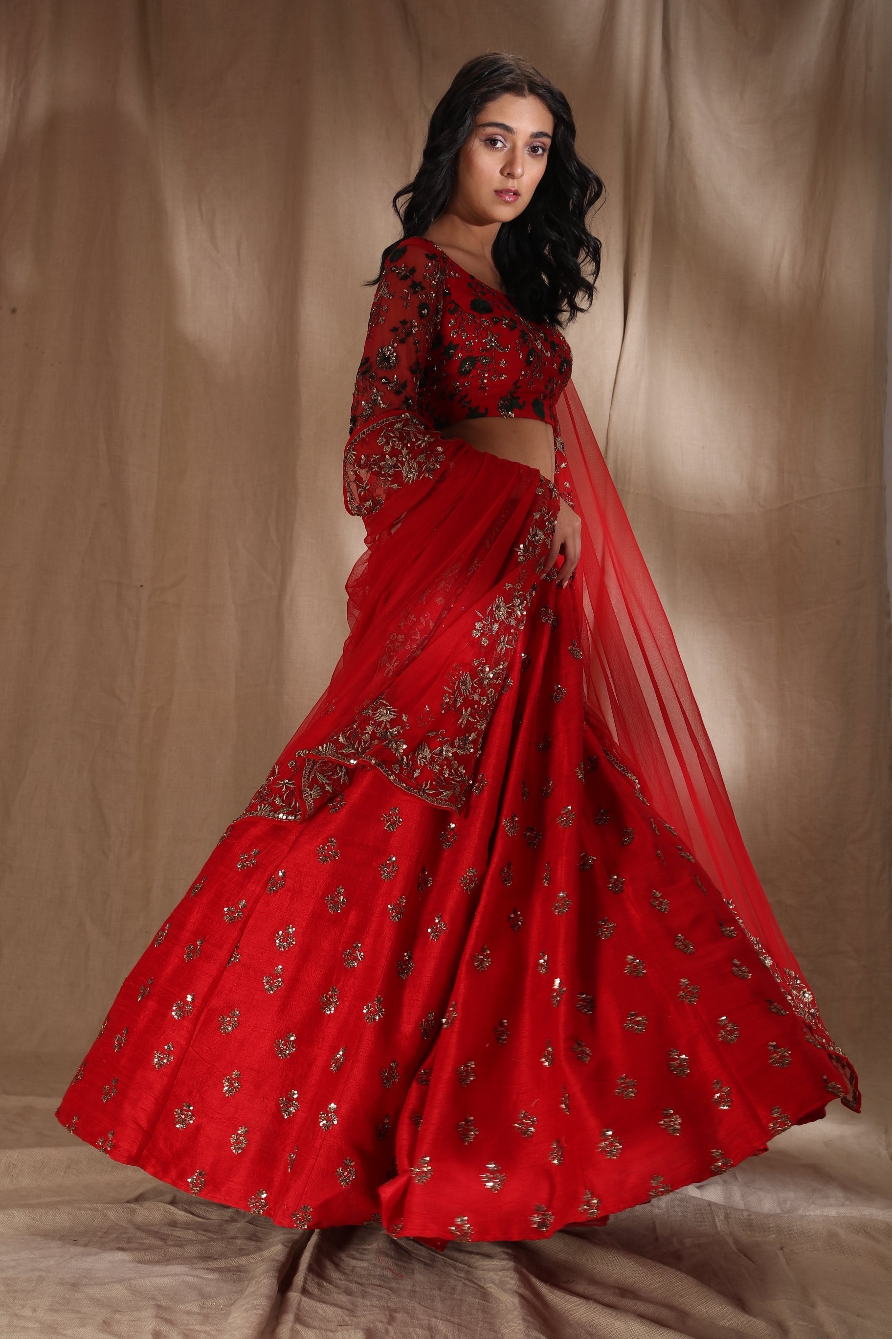 Red Bootie Lehenga Set