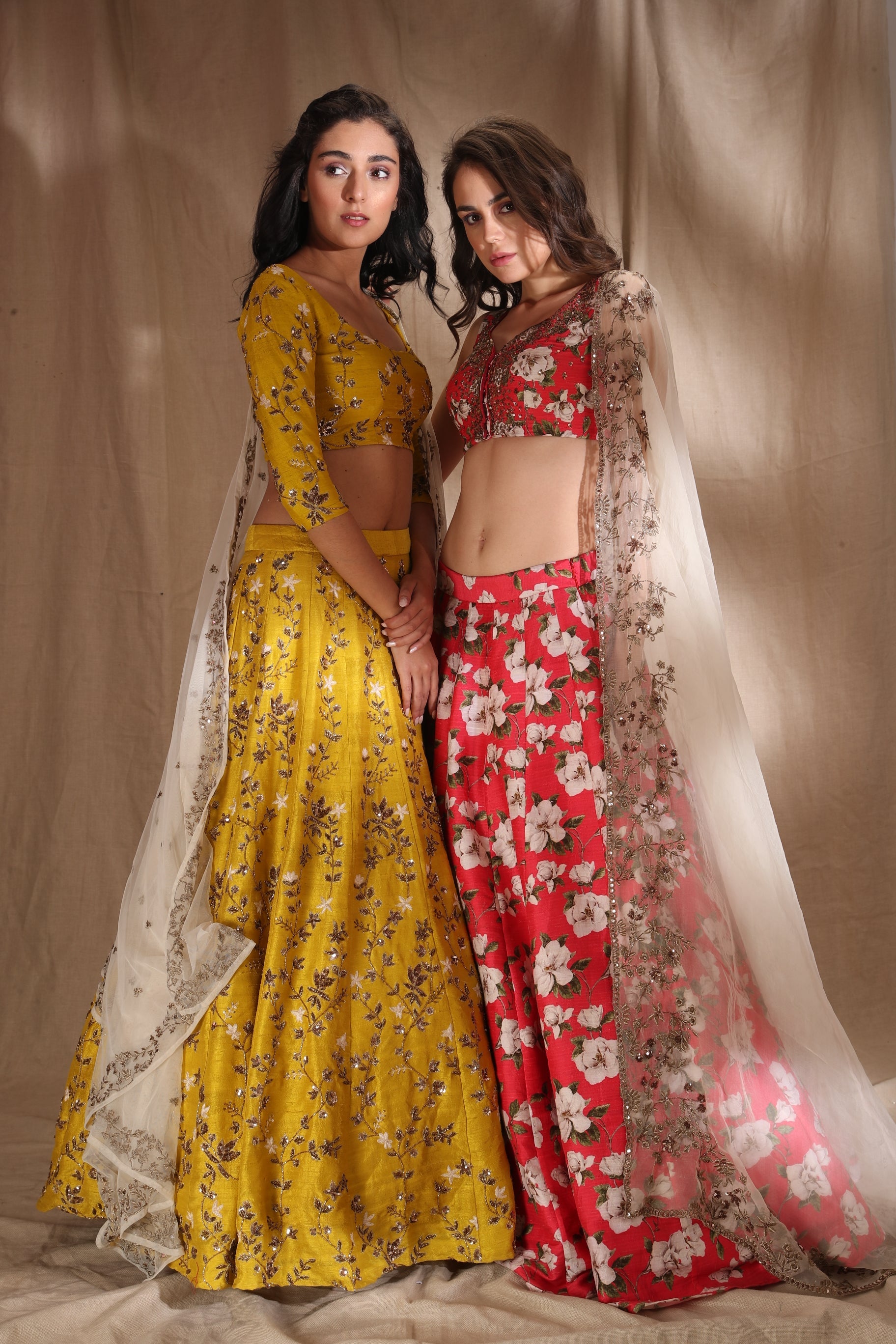 Mustard Zari Lehenga With Of White Dupatta