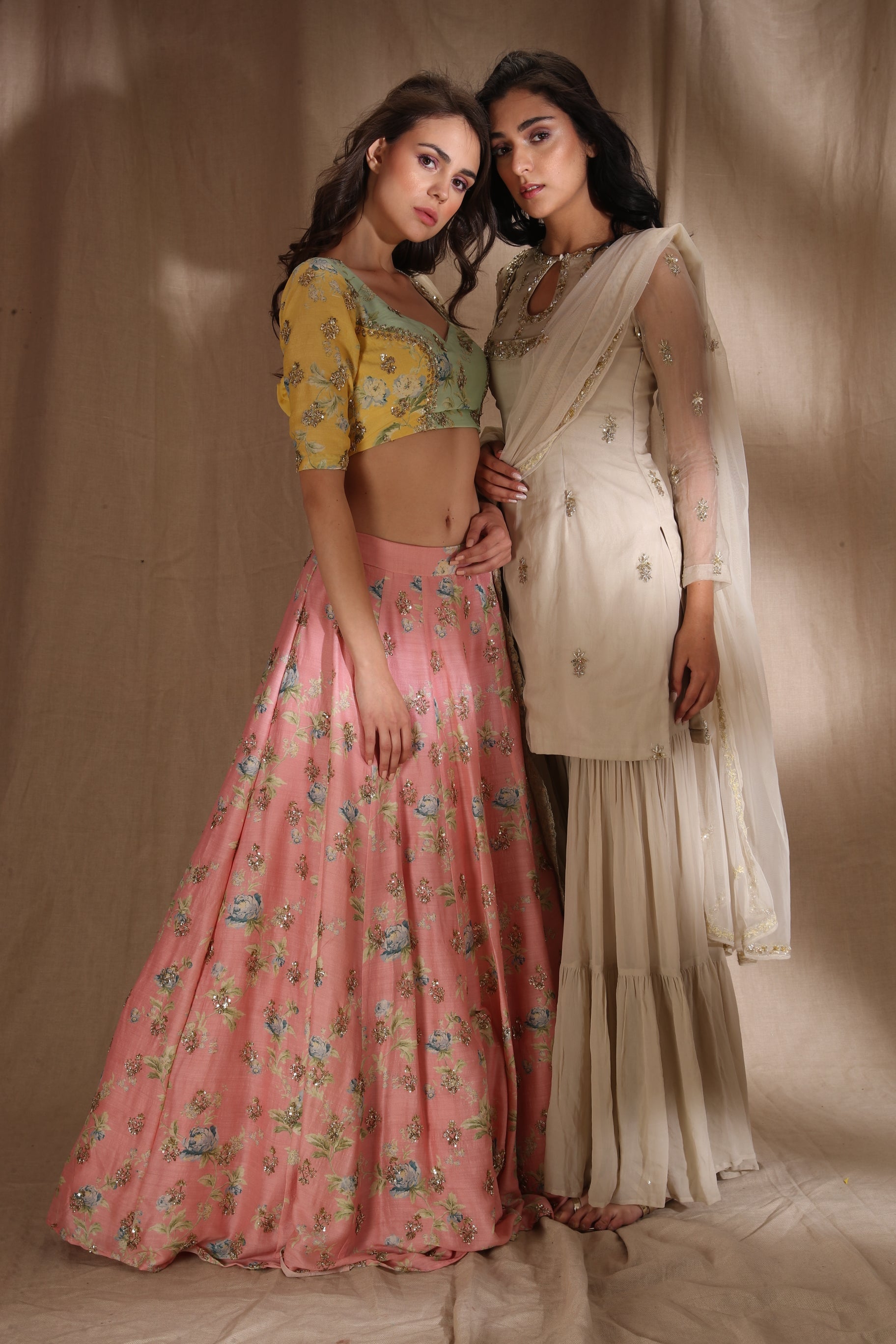 Ivory Suit With Sharara