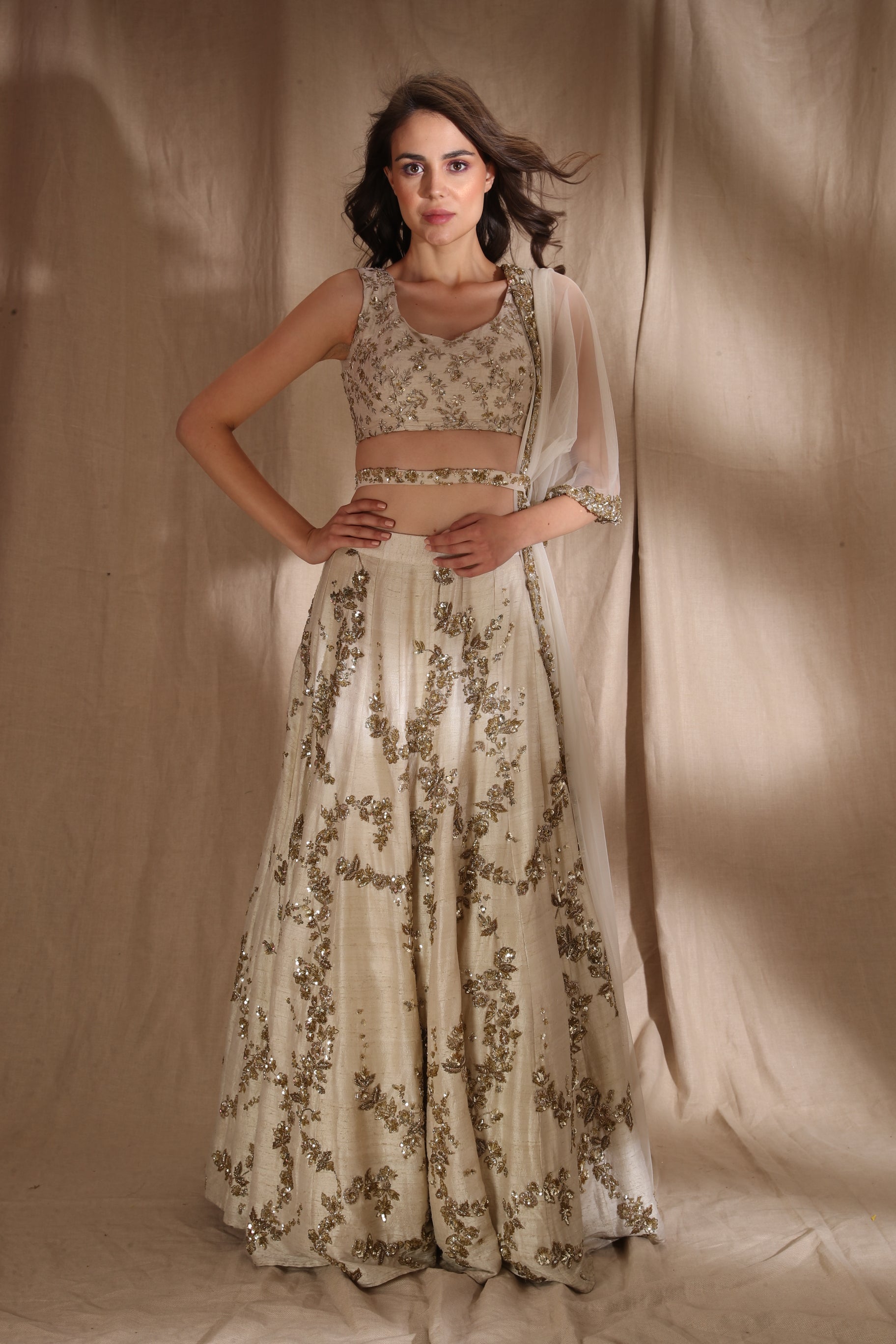 Ivory And Gold Lehenga