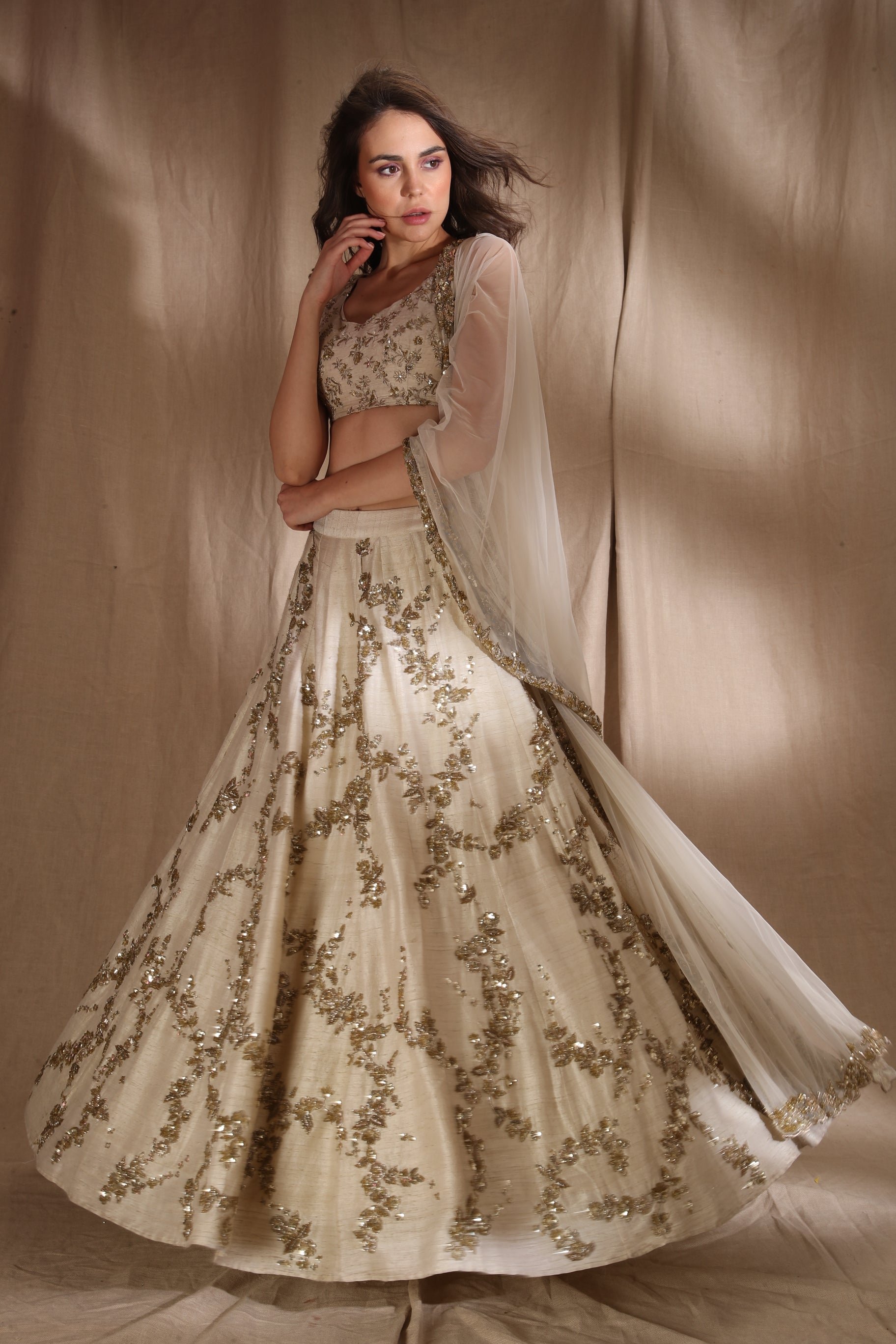 Ivory And Gold Lehenga