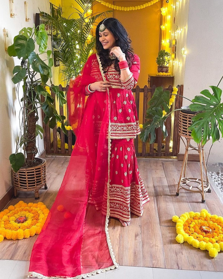 Marigold  Peplum Sharara Set