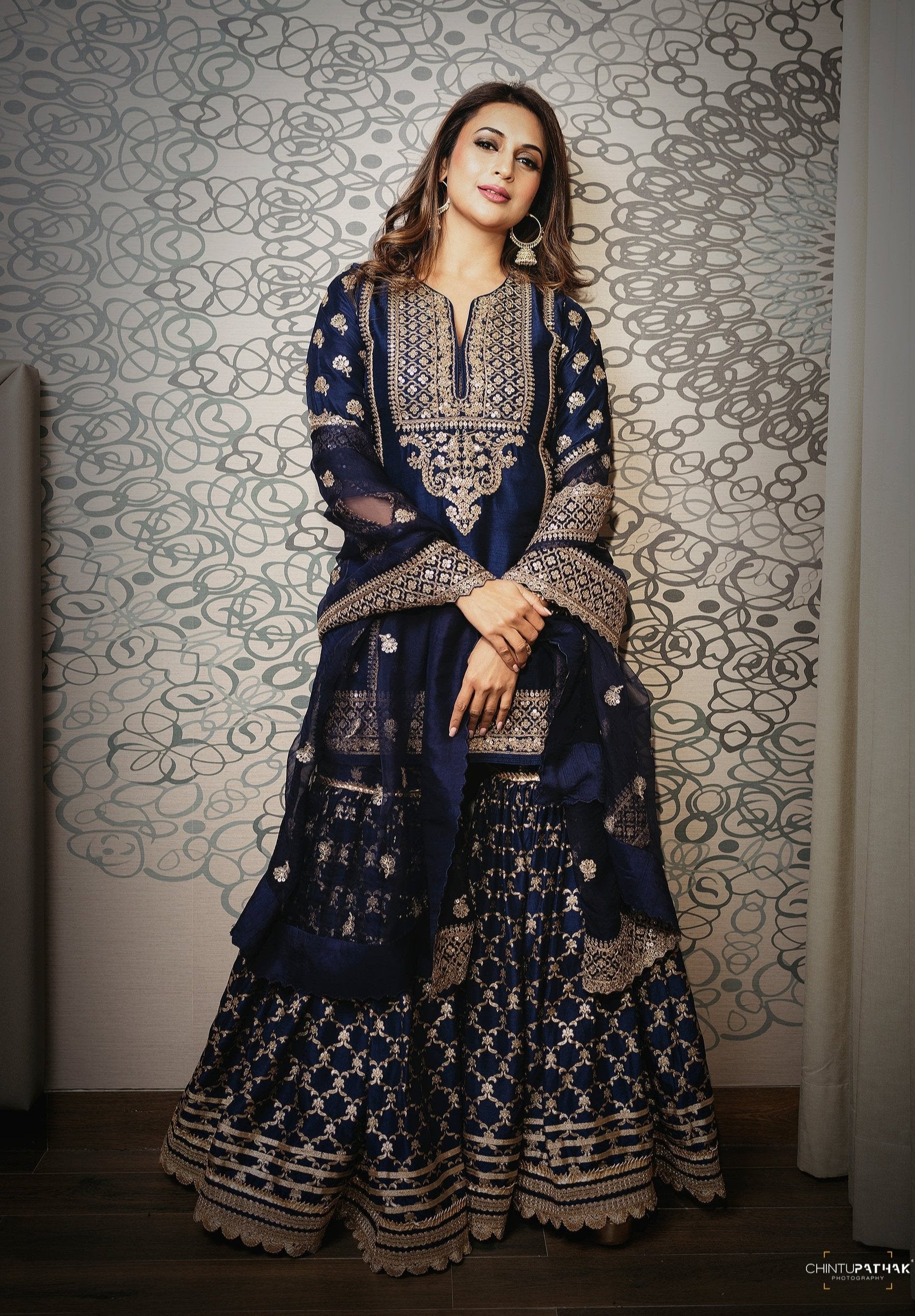 Marigold Brocade Short Garara Set-Divyanka Tripathi