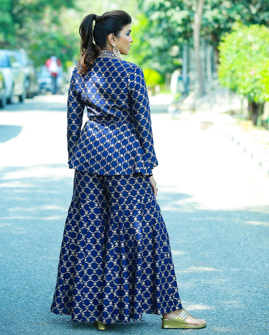 Lakshmi Manchu in Marigold Brocade Co-Ord Set