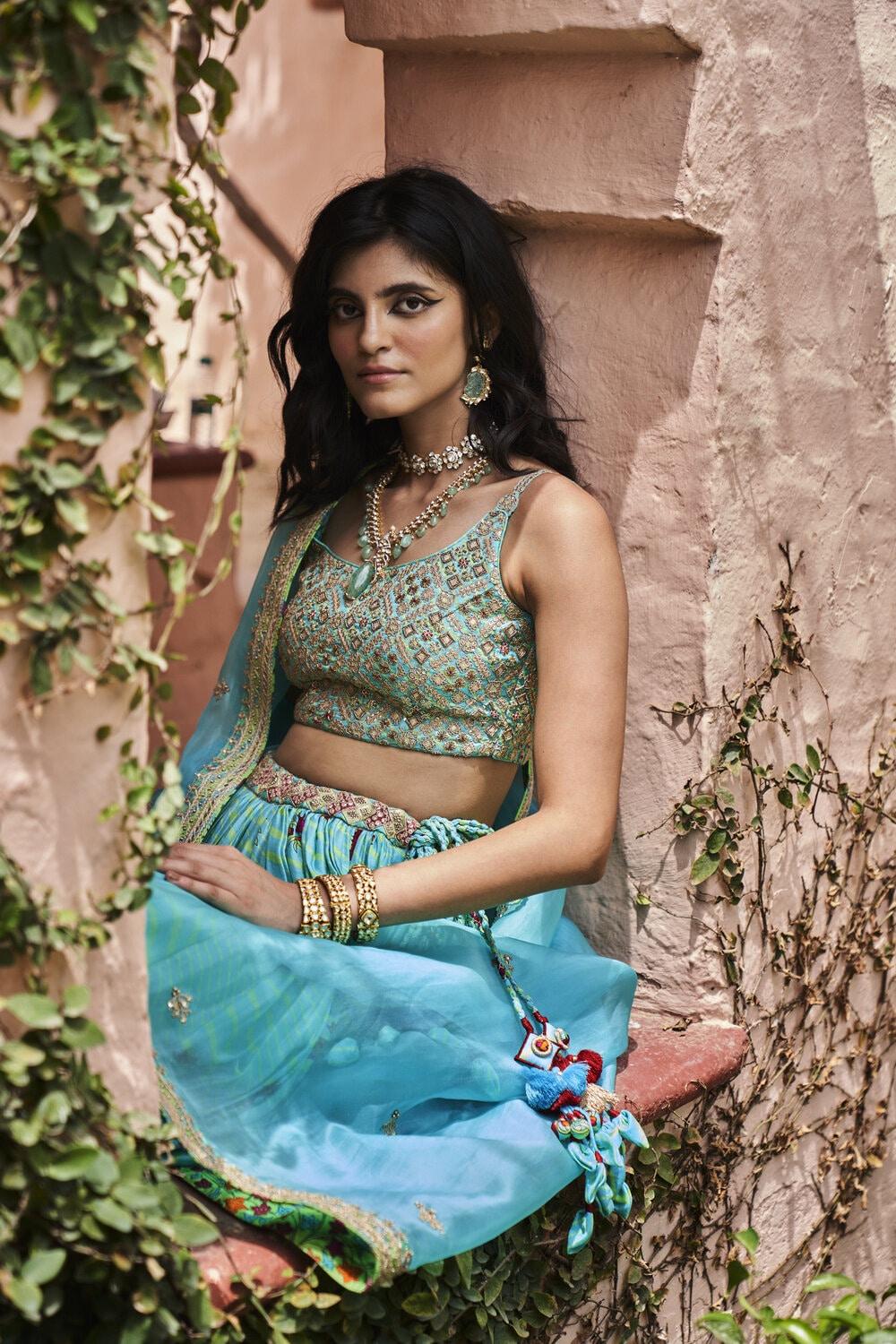 Turquoise Lehenga Set