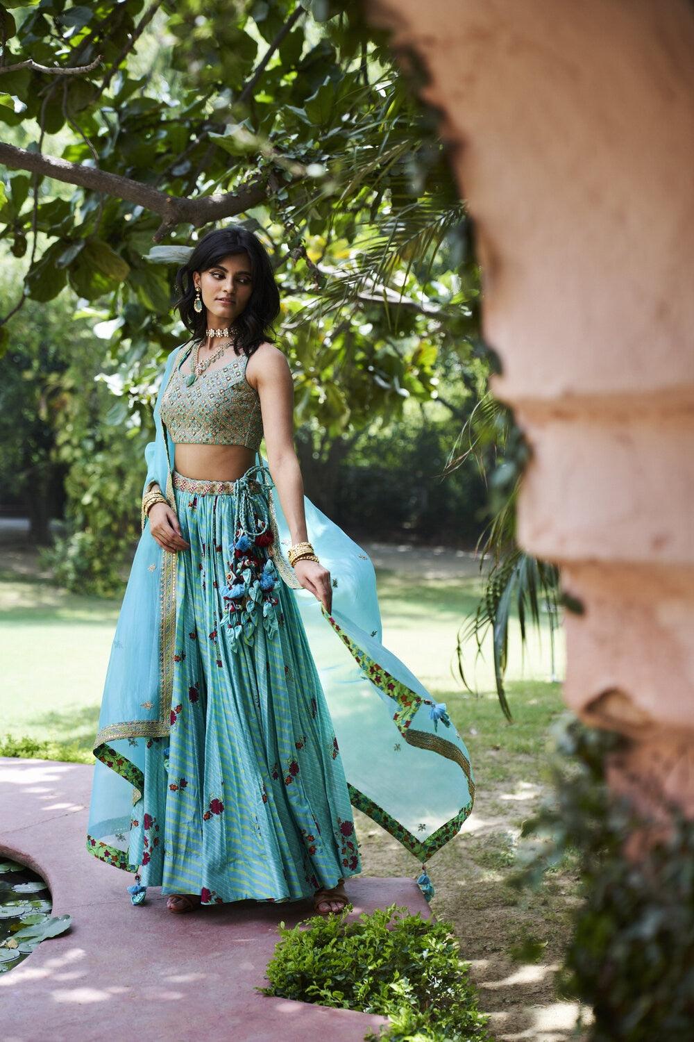 Turquoise Lehenga Set