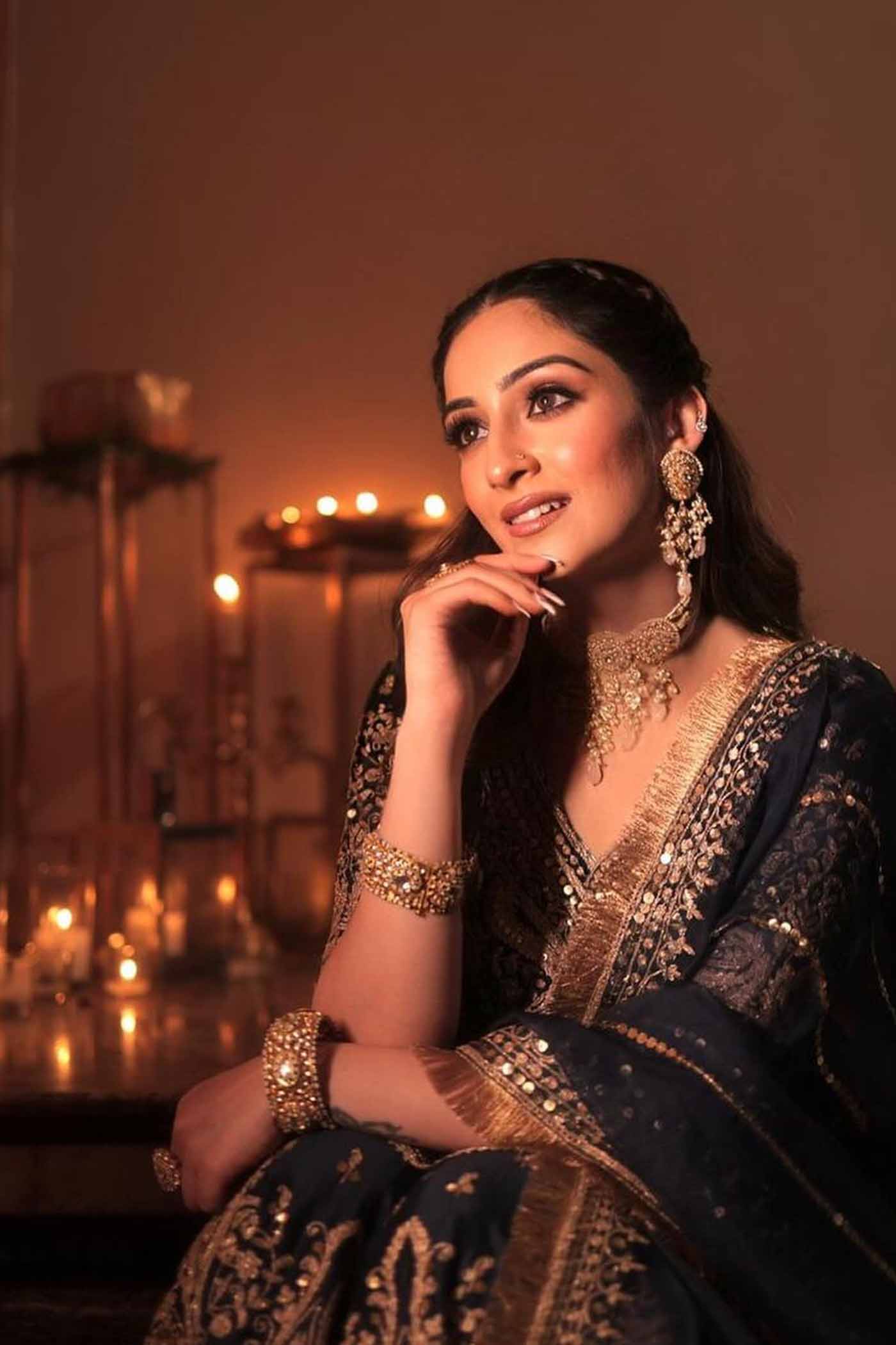 Srishti Takkar In AAFIYA - DEEP BLUE SHARARA