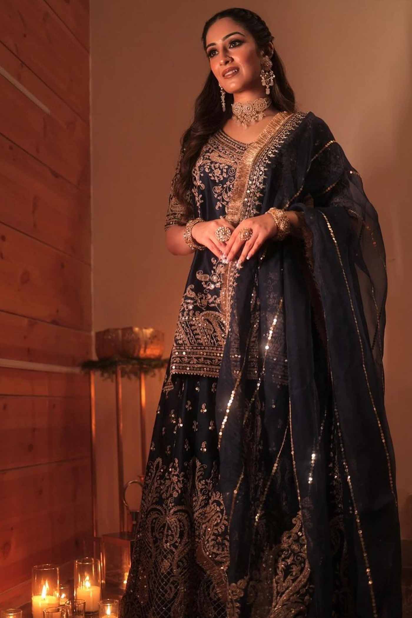 Srishti Takkar In AAFIYA - DEEP BLUE SHARARA