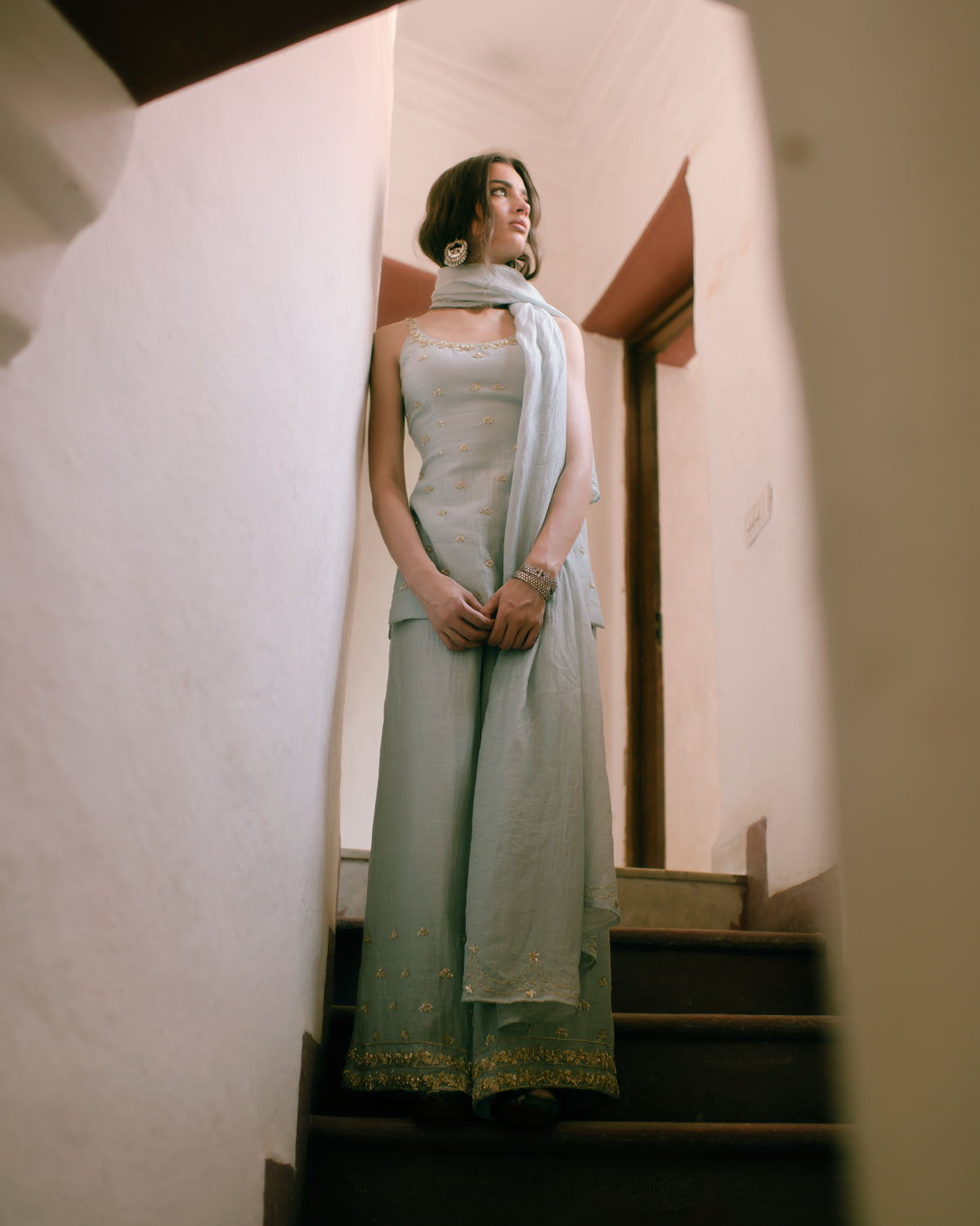 Powder Blue Kurta With Pants