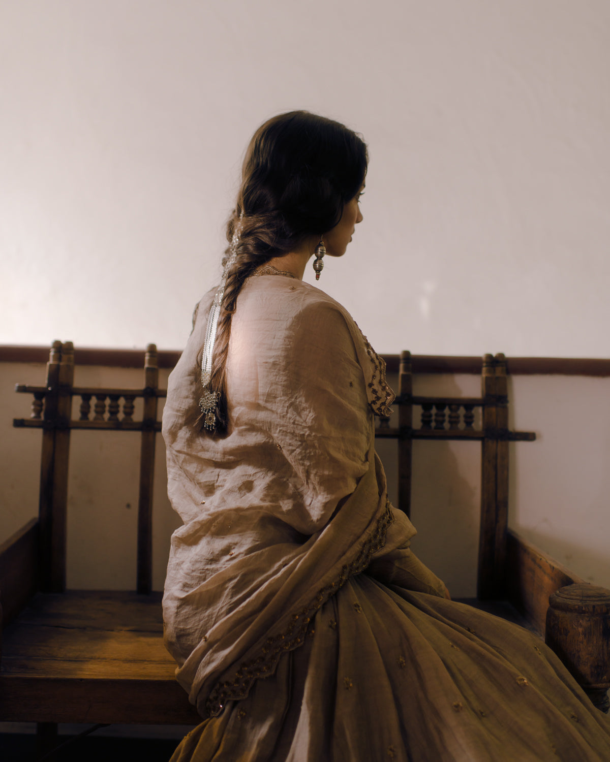Brown Organdy Anarkali
