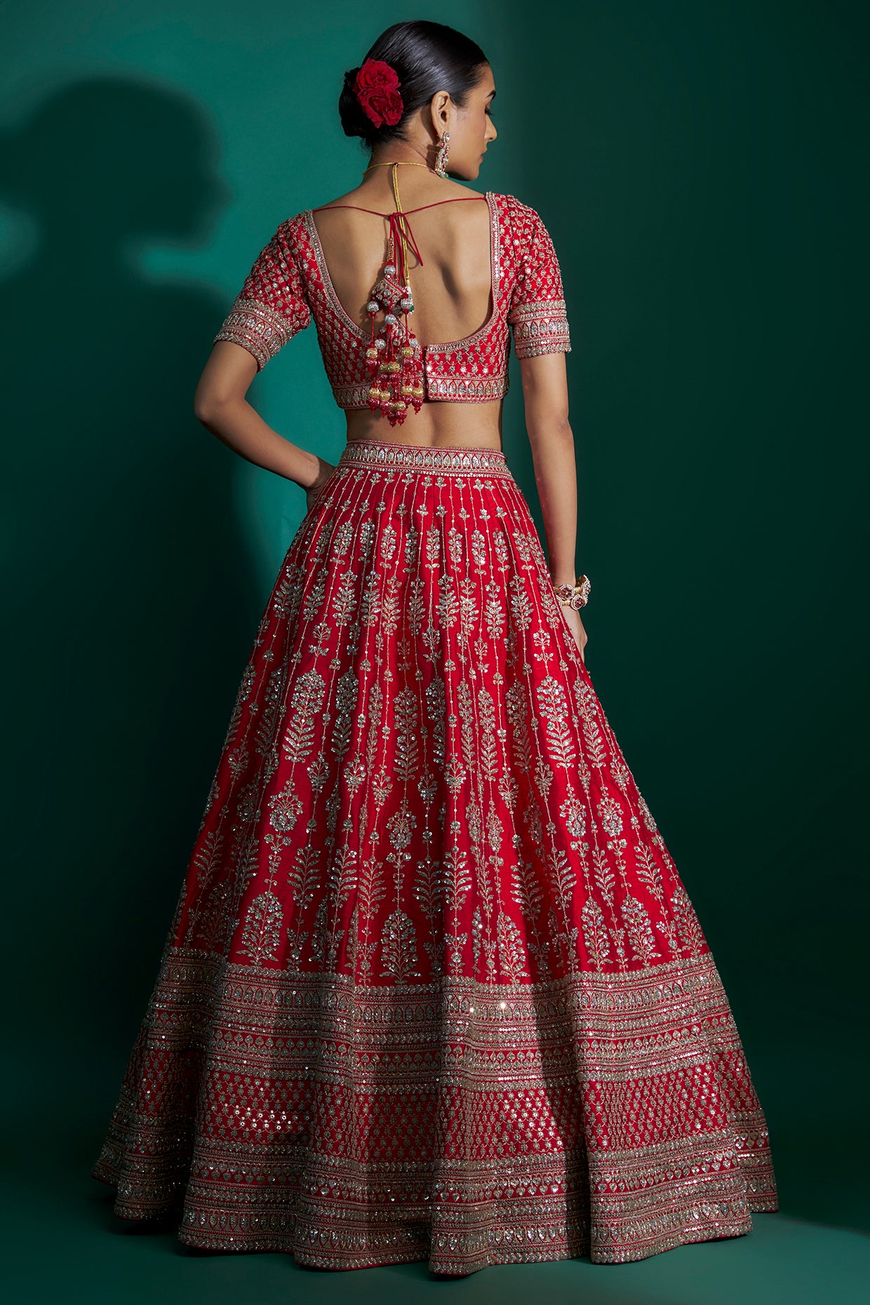 Red Loop Lehenga Set - Ready To Ship