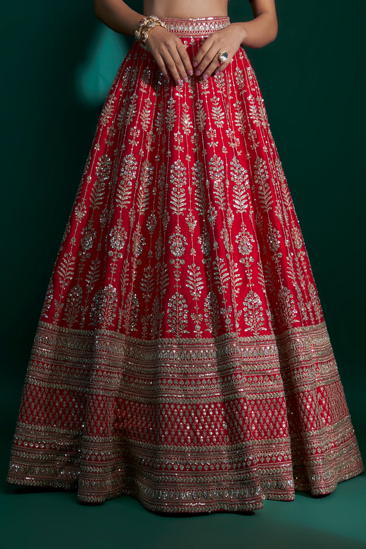 Red Loop Lehenga Set - Ready To Ship