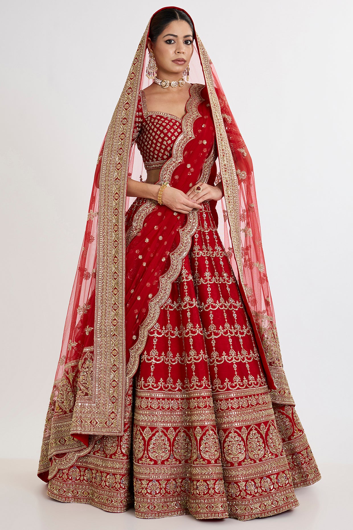 LAAL ISHQ RAW SILK ZARDOSI EMBROIDERED LEHENGA SET