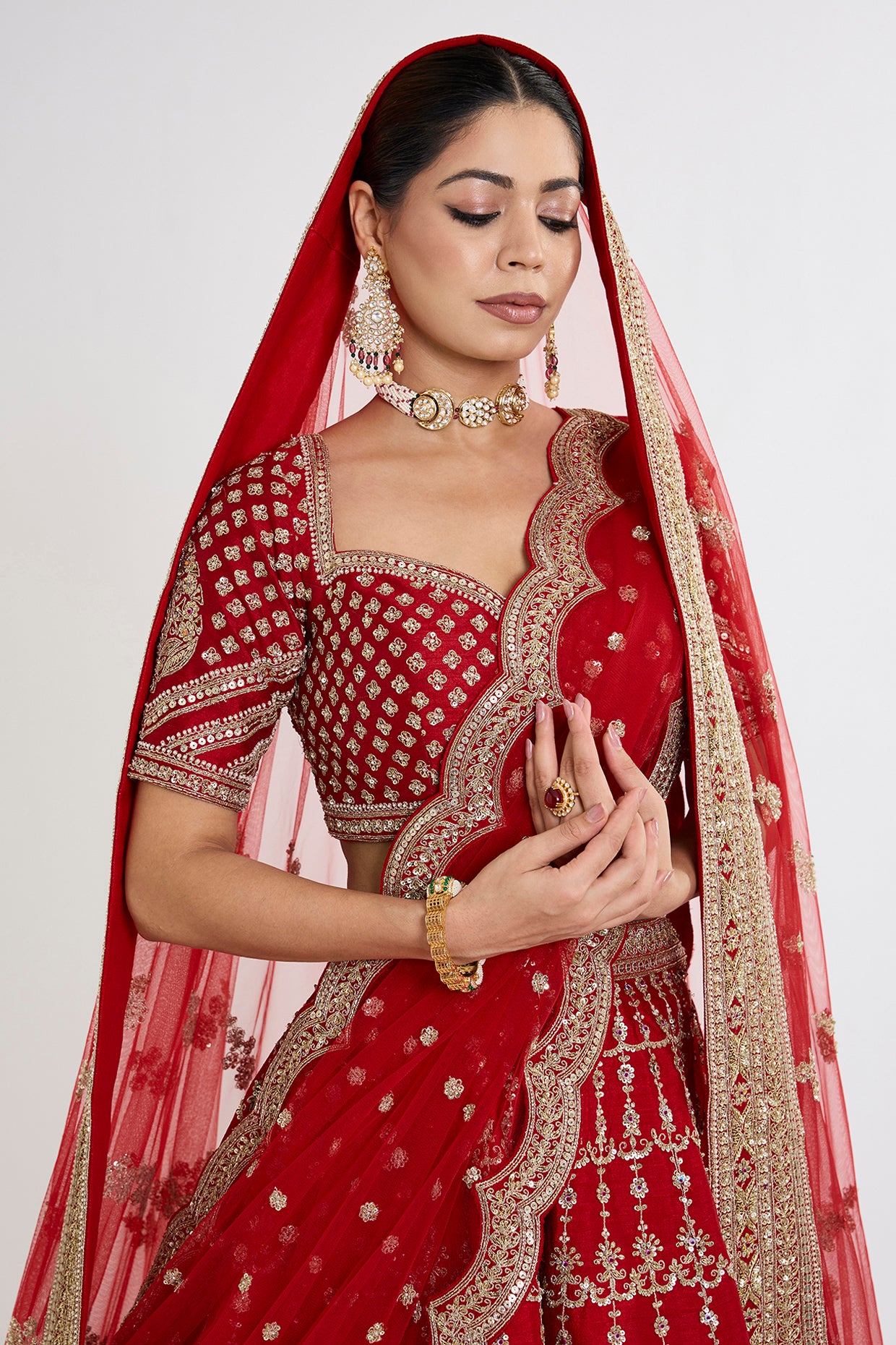LAAL ISHQ RAW SILK ZARDOSI EMBROIDERED LEHENGA SET