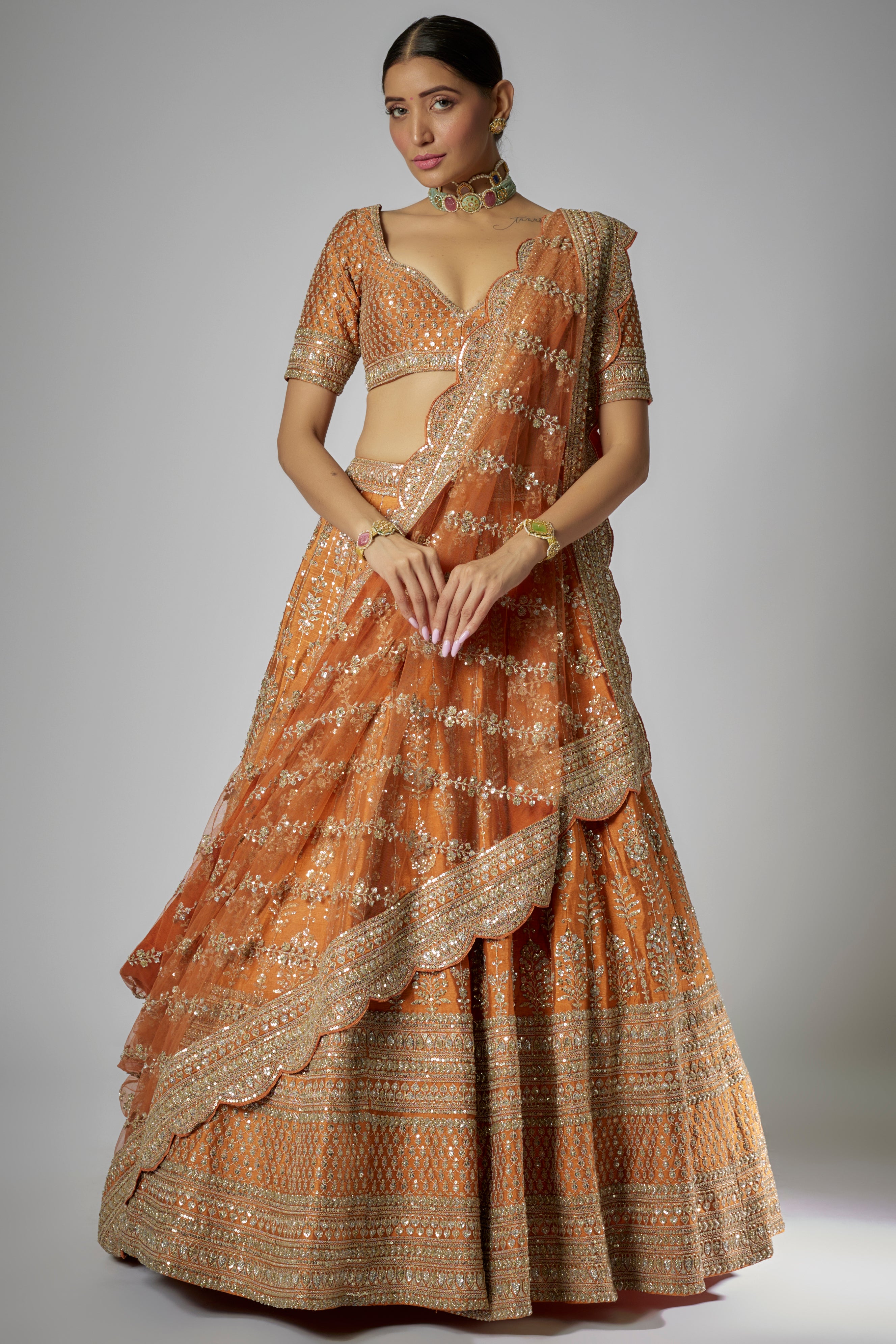 RUST LOOP LEHENGA SET