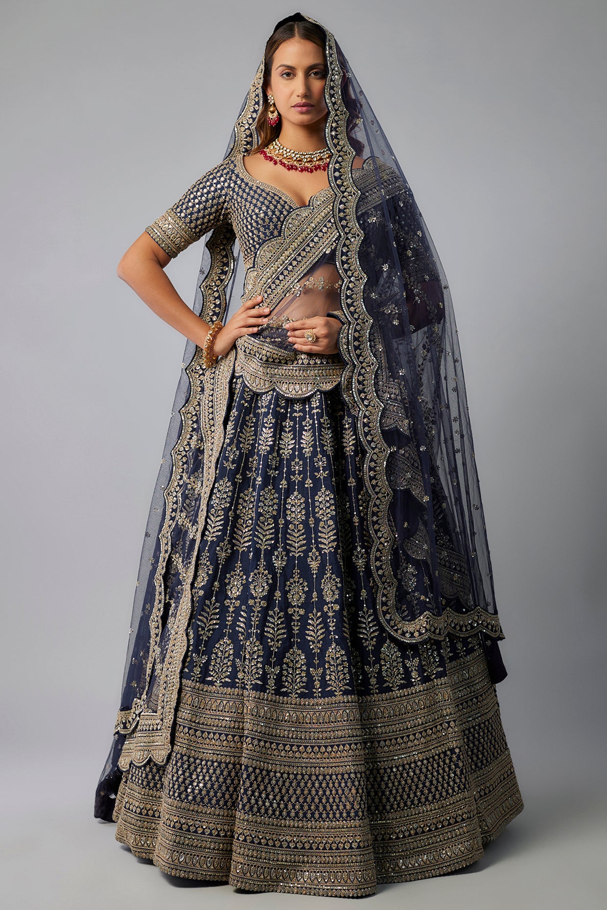 NAVY LOOP LEHENGA SET