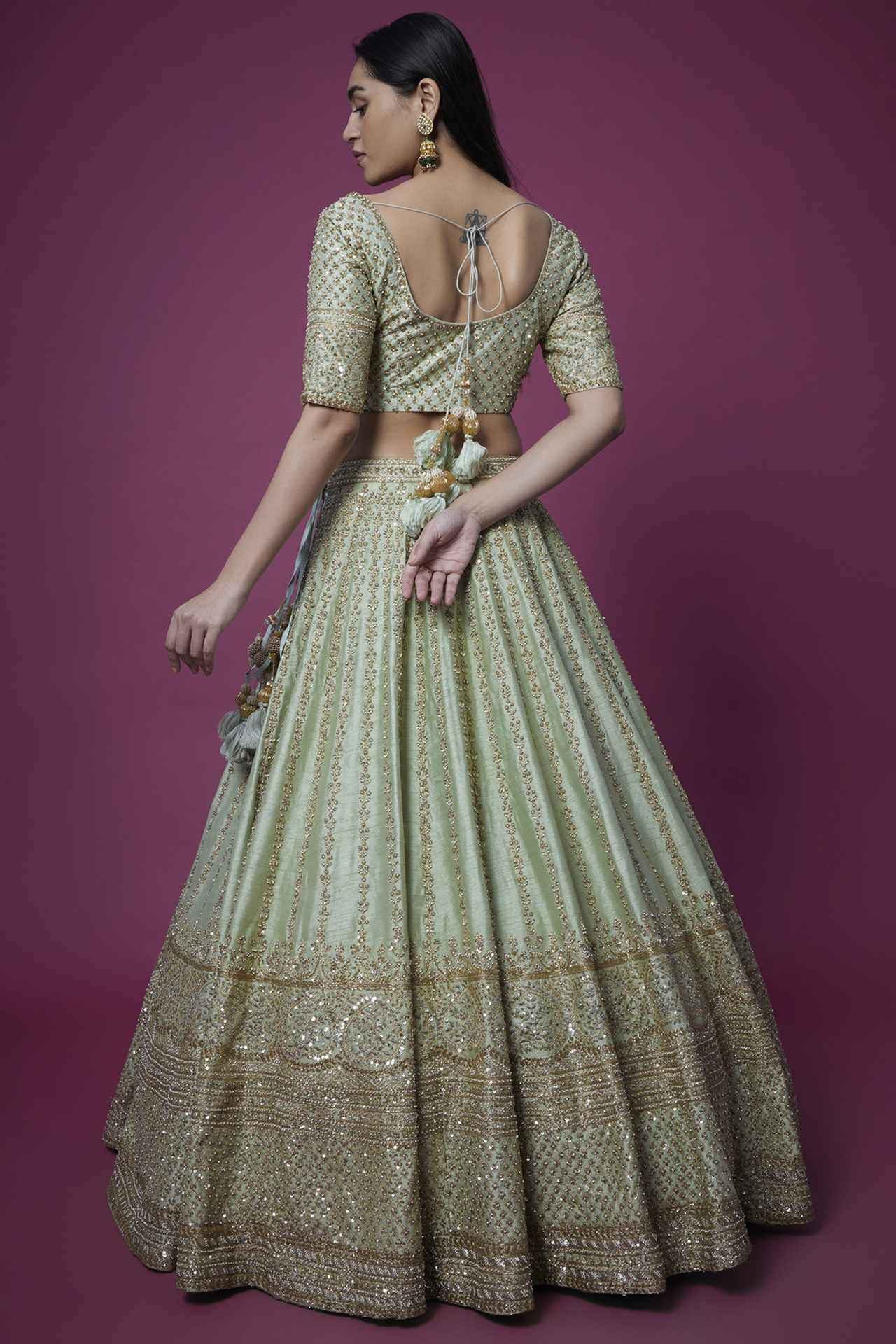 GREY EMBROIDERED ASTER LEHENGA SET