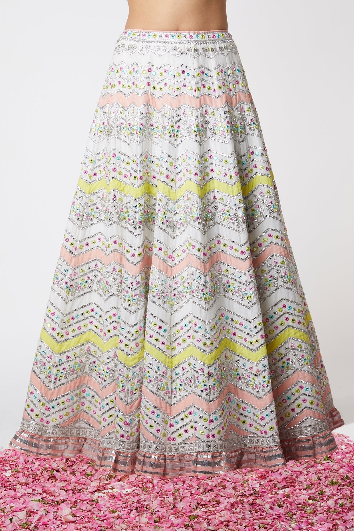 Noor Chevron Lehenga with Cape Set