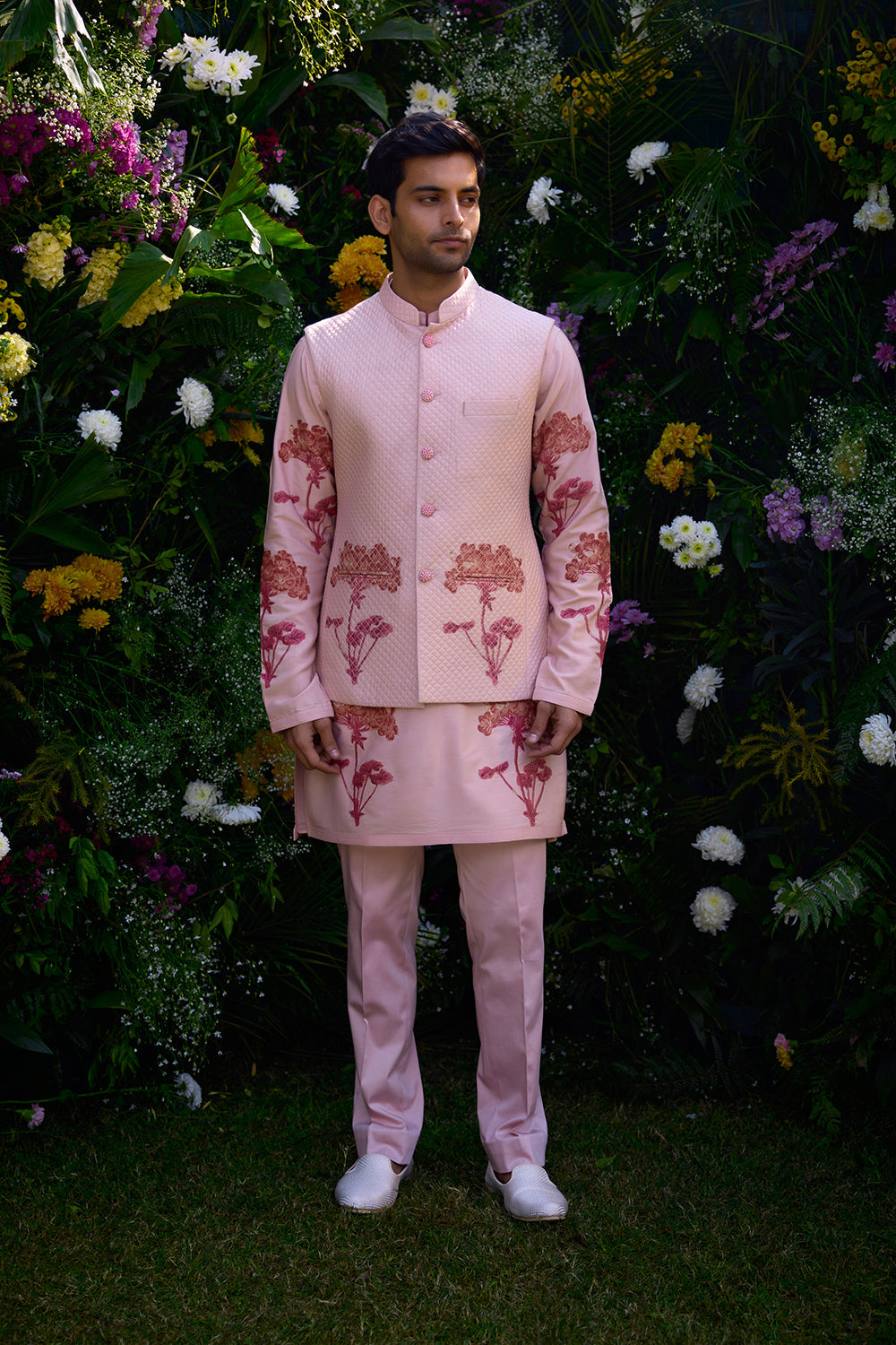 Cloud Pink Kurta & Waistcoat Set