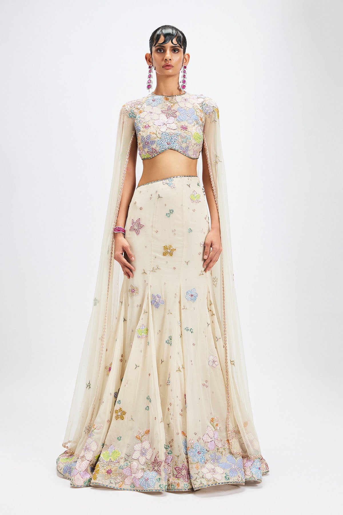 Sharvari In Ivorelle - Ivory Georgette Mermaid Lehenga Set