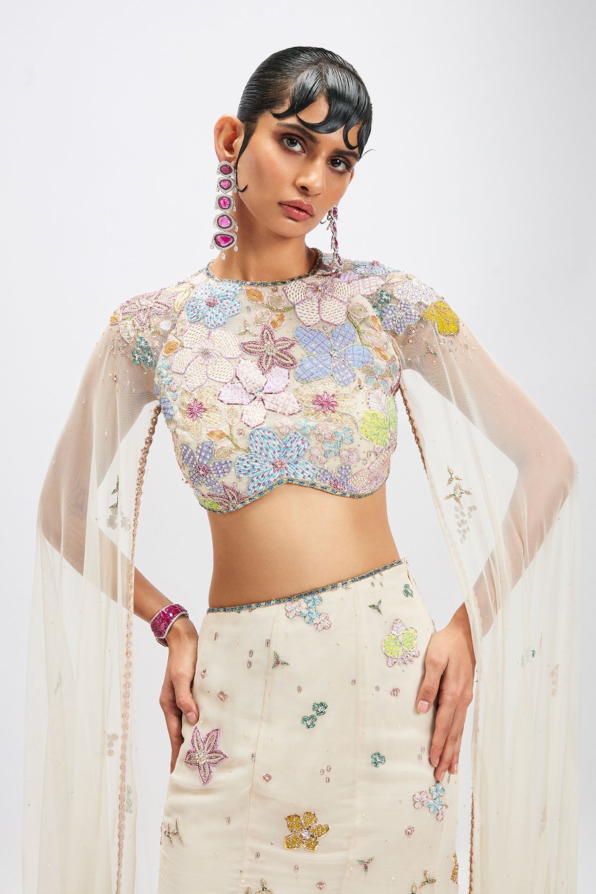 Sharvari In Ivorelle - Ivory Georgette Mermaid Lehenga Set