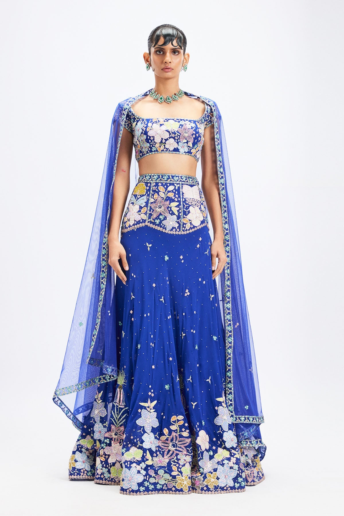 Saphira - Persian Blue Georgette Lehenga Set