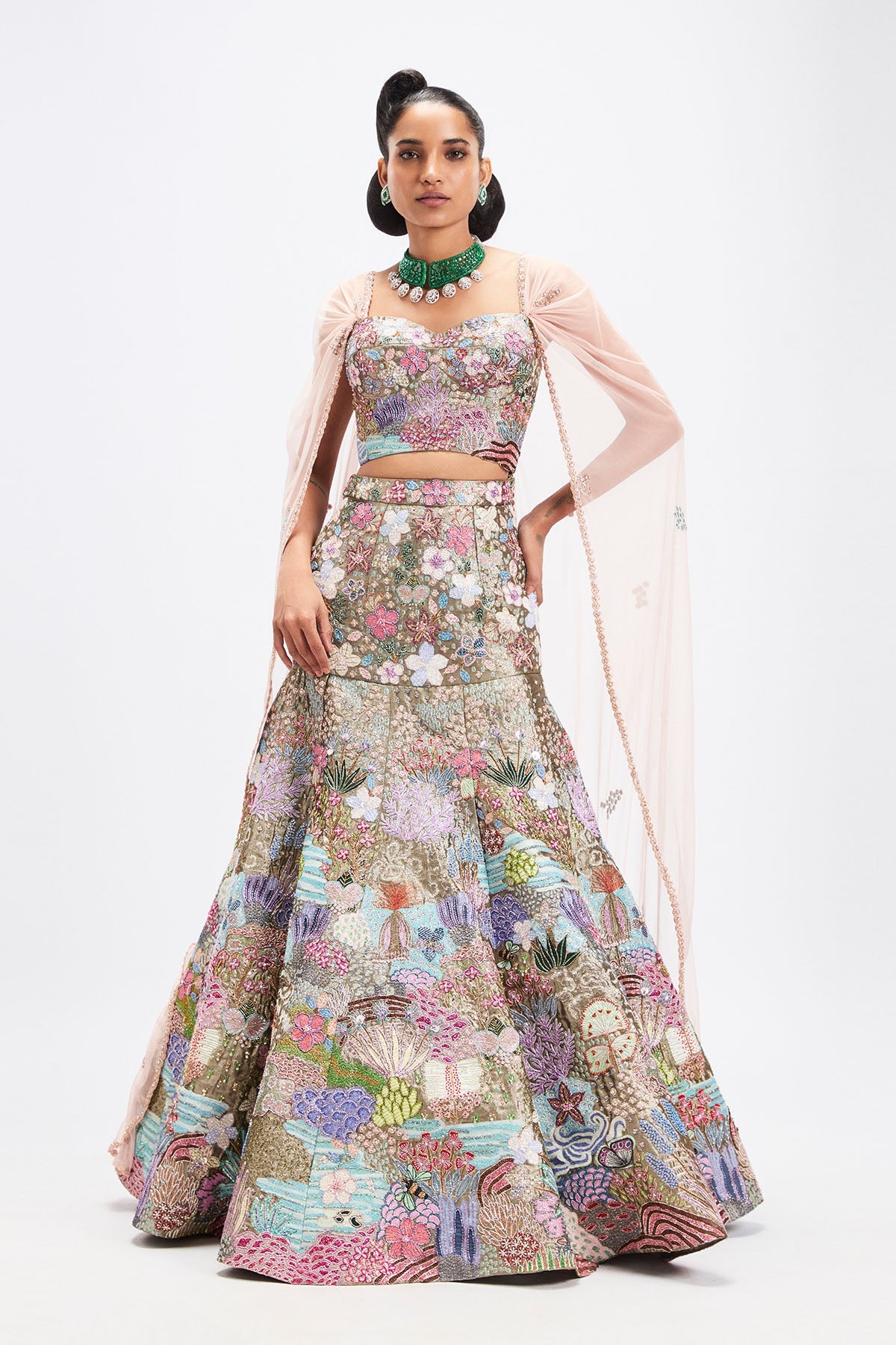 Sharvari In Doréna - Grey Metallic Tissue Mermaid Lehenga Set
