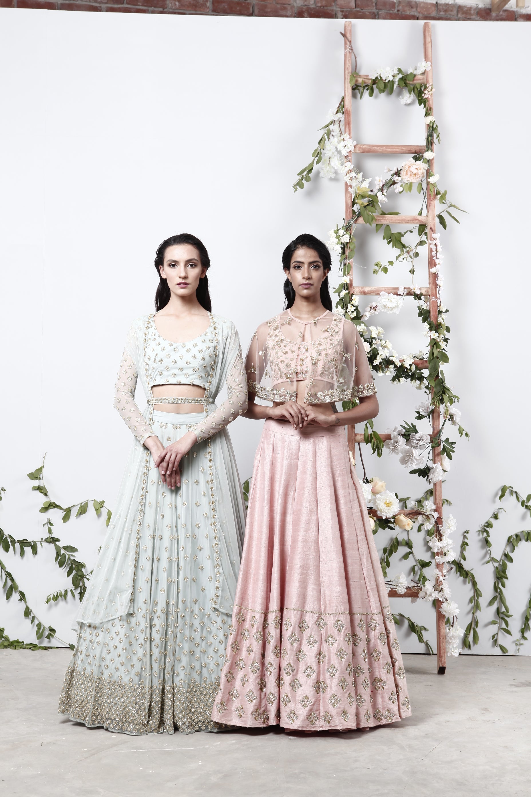 Powder Blue Shimmer Lehenga Set
