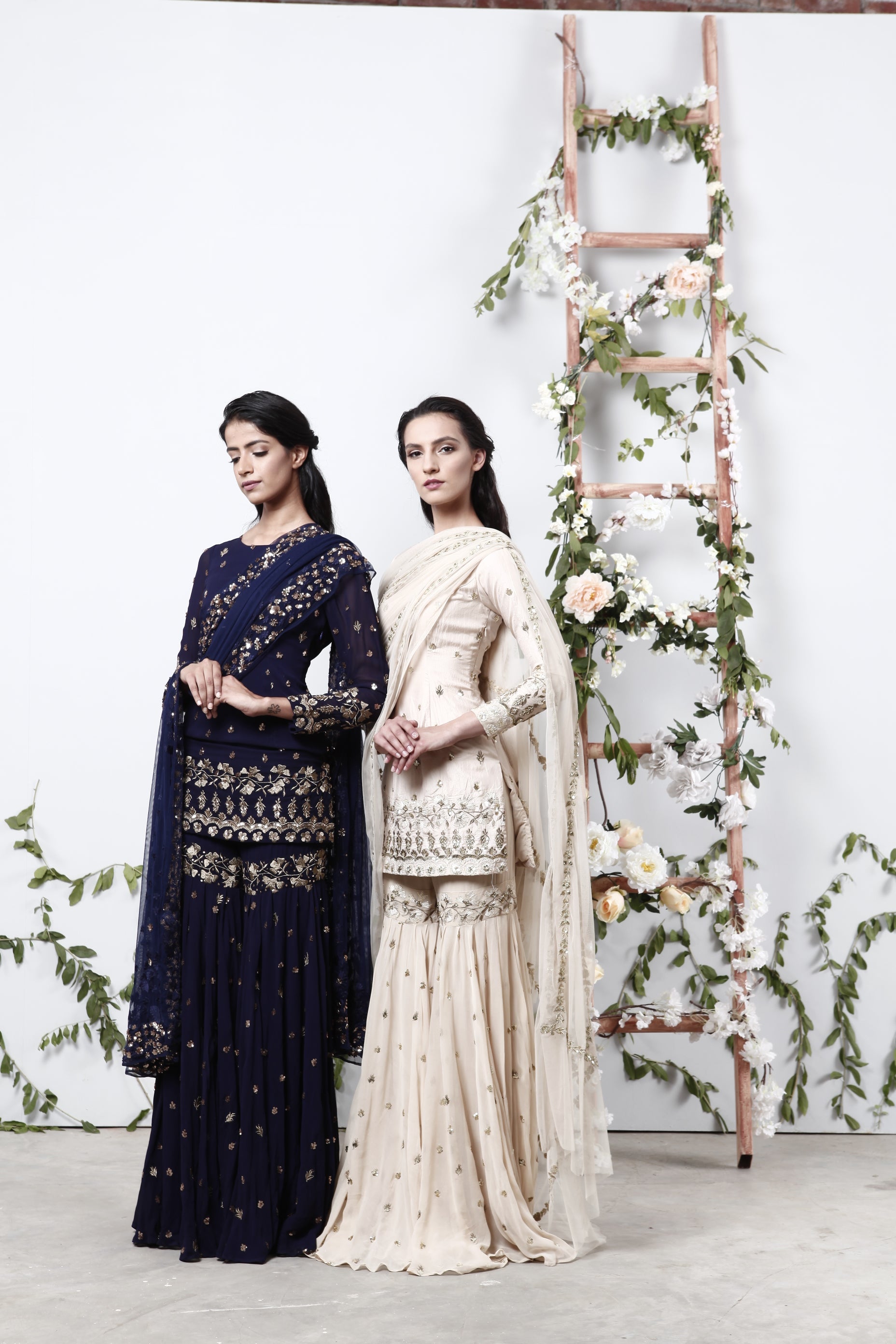 Blue Bootie Kurta With Garara Set