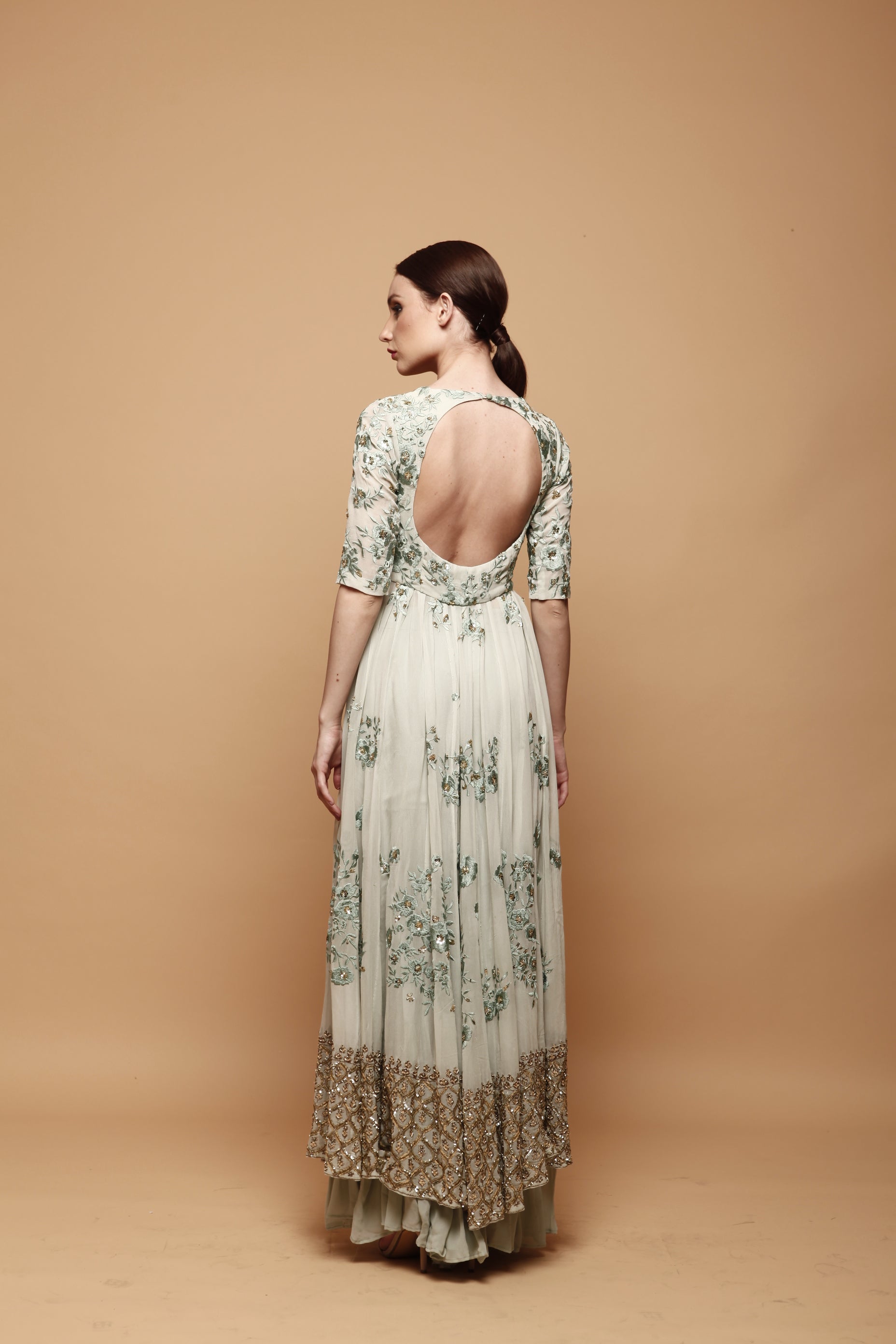 Powder Blue Front Open Jacket With Garrara