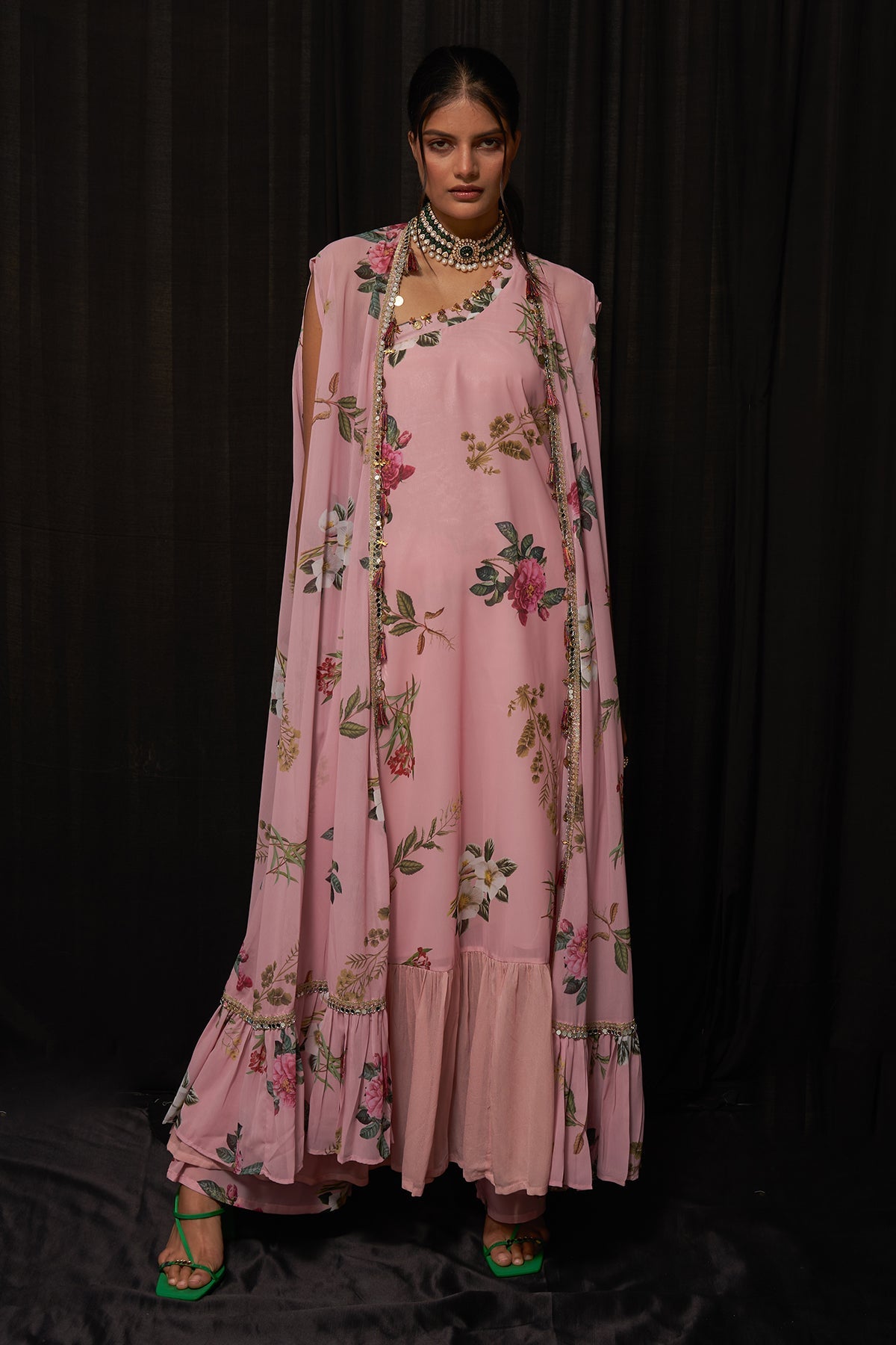 Printed Jacket Pallazo Set
