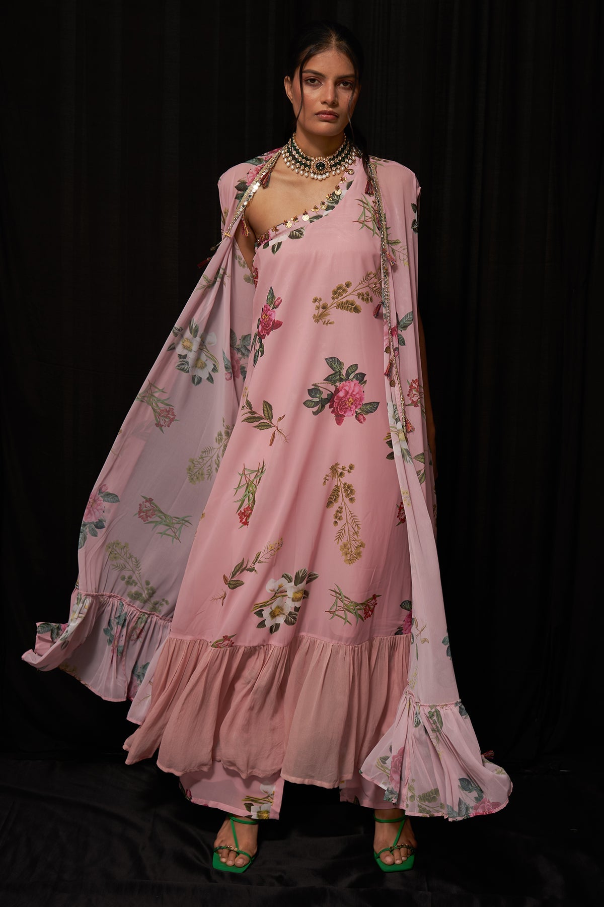 Printed Jacket Pallazo Set