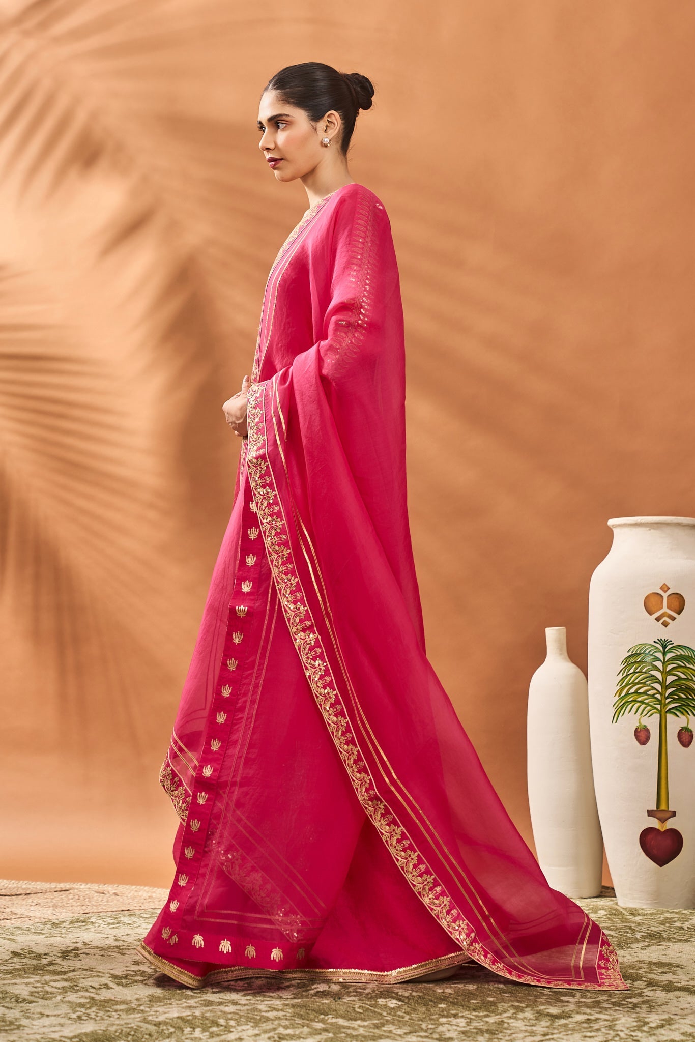 Pink Trikone Sharara Set